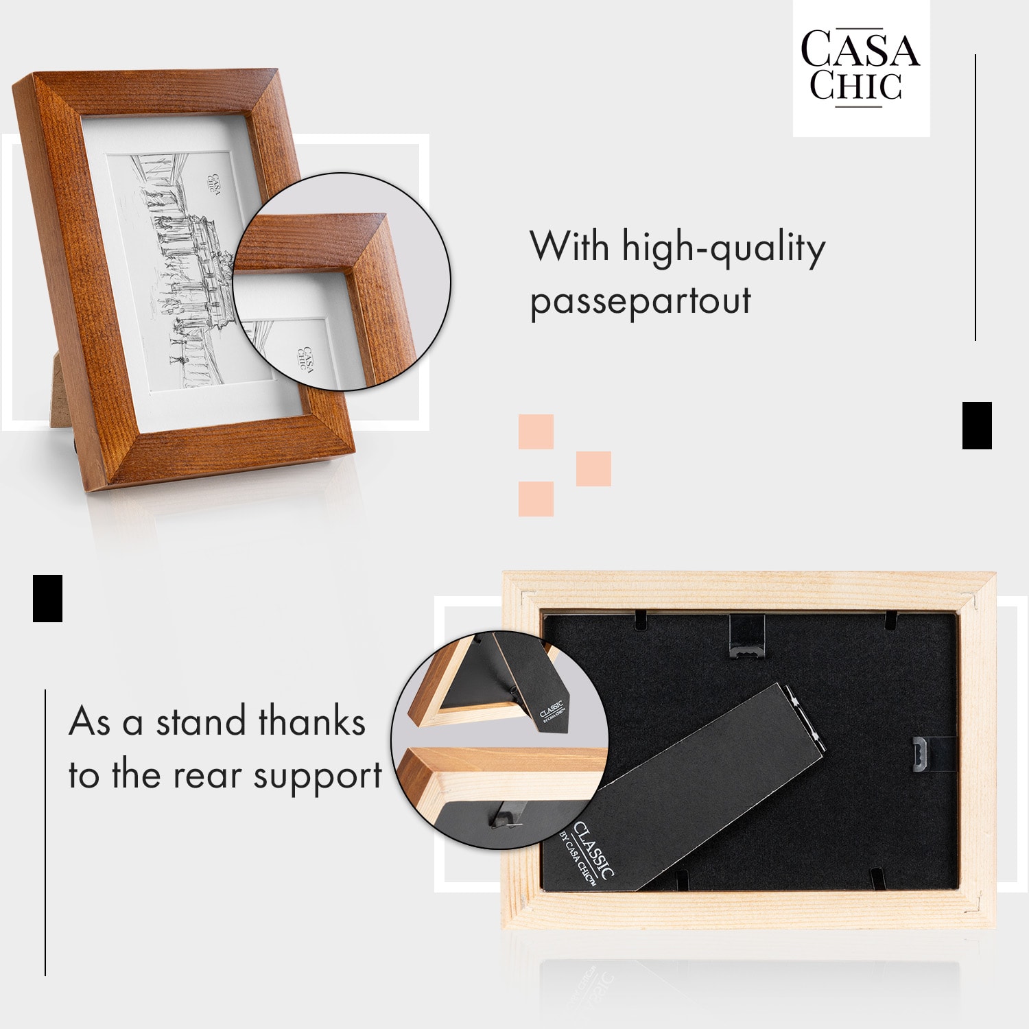 Casa Chic Kenton, rám na obrázky, obdĺžnikový, 14 x 9 cm, pasparta, sklo – Obrázok 4