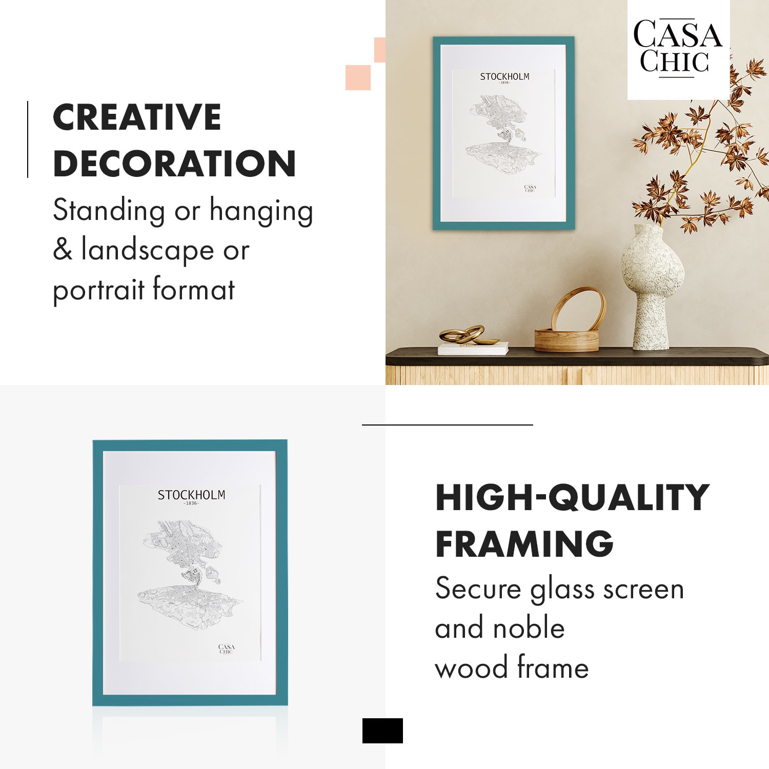 Casa Chic Kenton, rám na obrázky, obdĺžnikový, 70 x 50 cm, pasparta, plexisklo – Obrázok 3