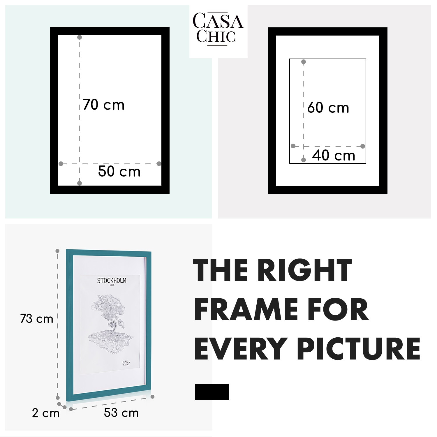 Casa Chic Kenton, rám na obrázky, obdĺžnikový, 70 x 50 cm, pasparta, plexisklo – Obrázok 5