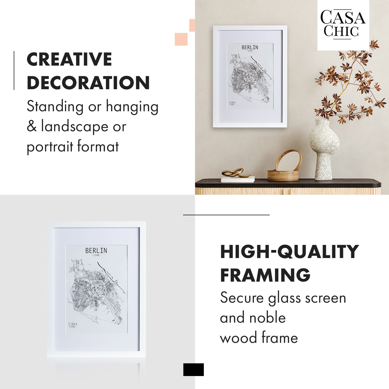 Casa Chic Everton, rám na obrázky, obdĺžnikový, DIN A3 fotky 41 x 28,7 cm, pasparta, akrylové sklo – Obrázok 3