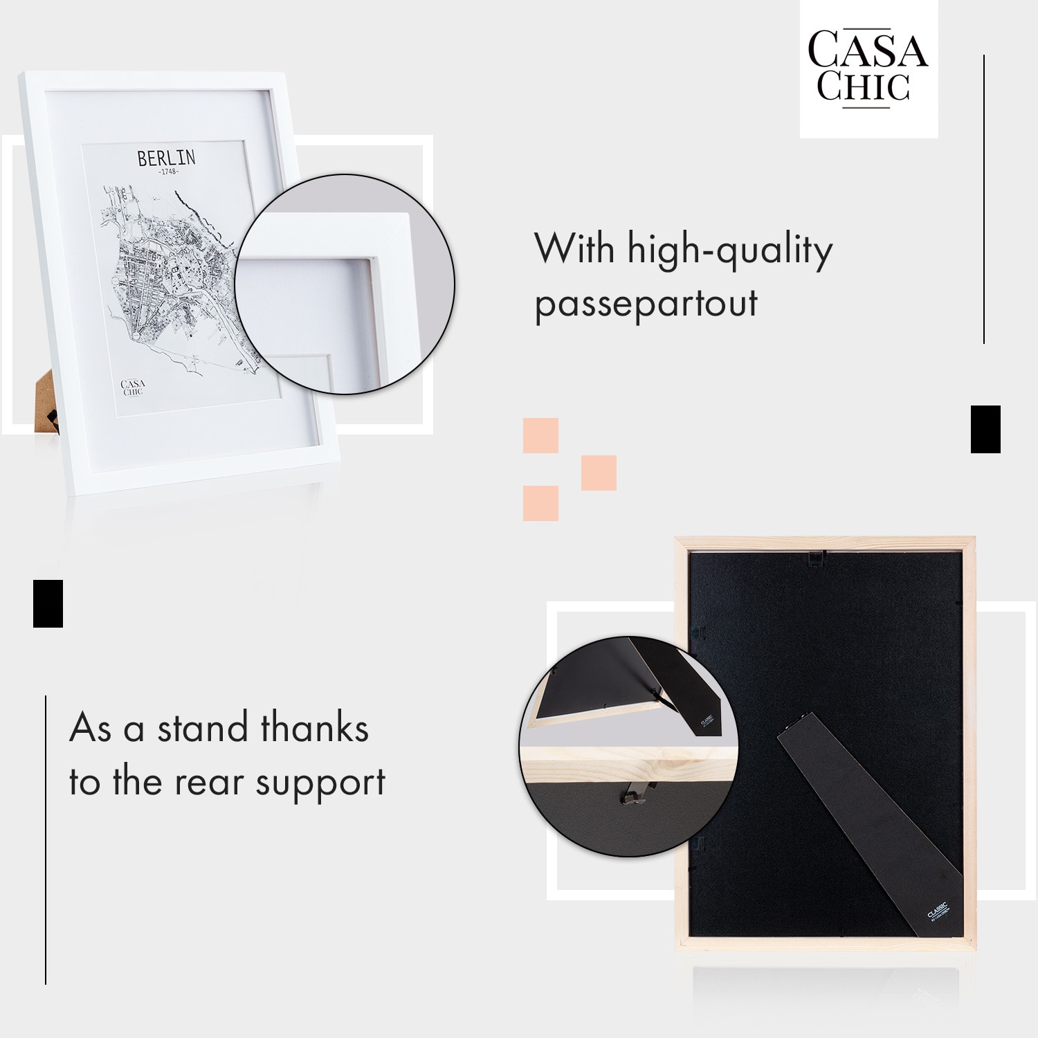 Casa Chic Everton, rám na obrázky, obdĺžnikový, DIN A3 fotky 41 x 28,7 cm, pasparta, akrylové sklo – Obrázok 4