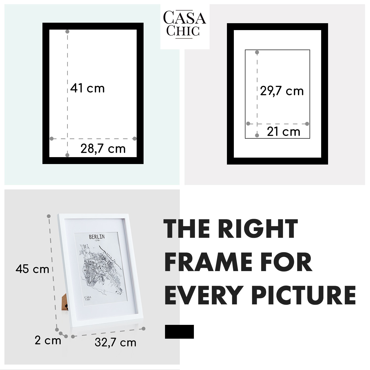 Casa Chic Everton, rám na obrázky, obdĺžnikový, DIN A3 fotky 41 x 28,7 cm, pasparta, akrylové sklo – Obrázok 5