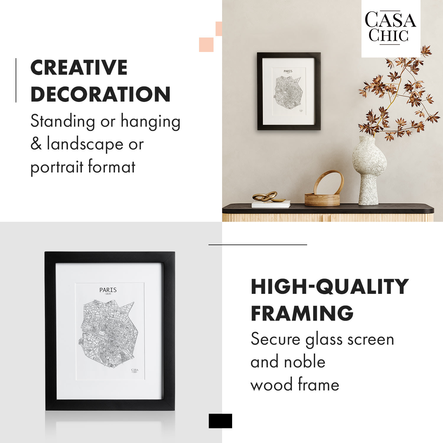 Casa Chic Brighton, rám na obrázky, sklo, 20 x 25 cm s paspartou, pravé drevo – Obrázok 3