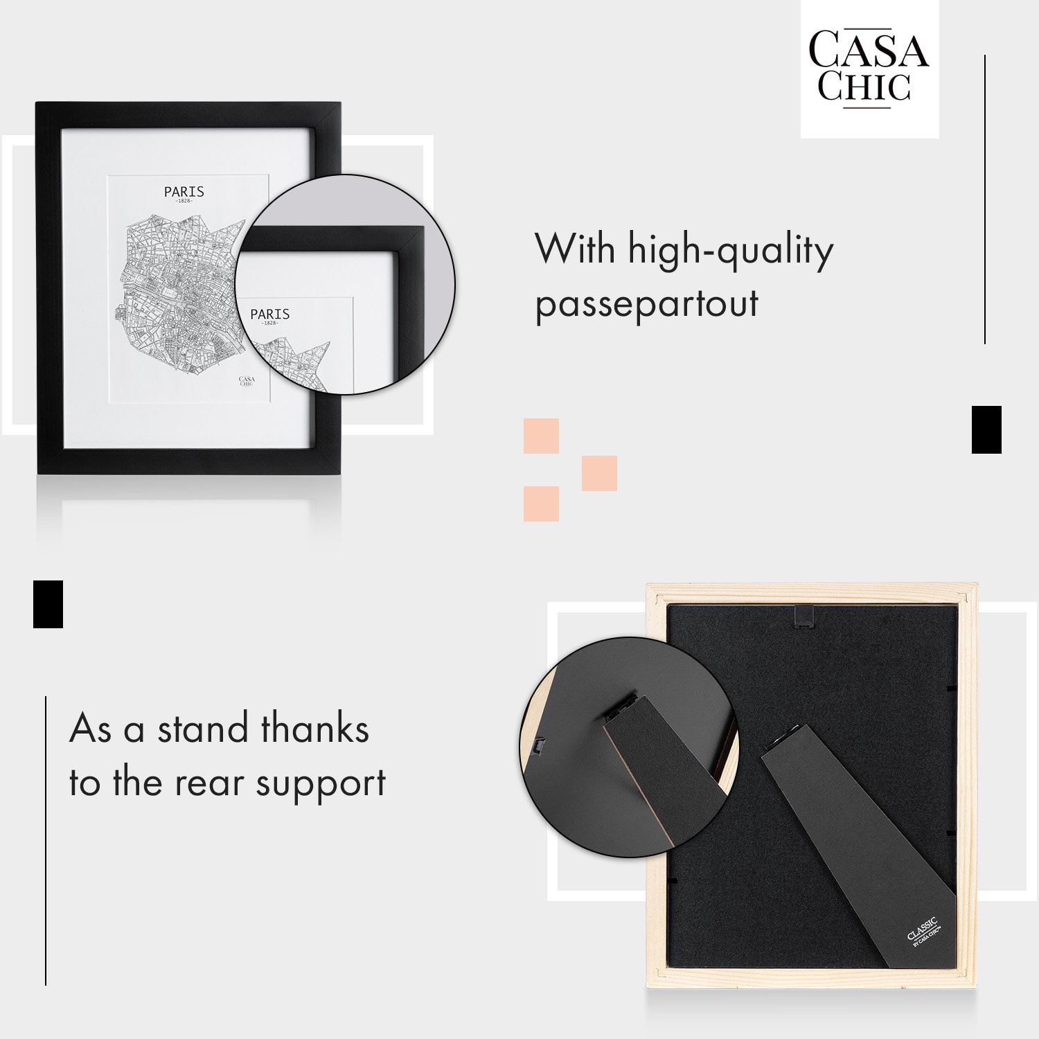 Casa Chic Brighton, rám na obrázky, sklo, 20 x 25 cm s paspartou, pravé drevo – Obrázok 4