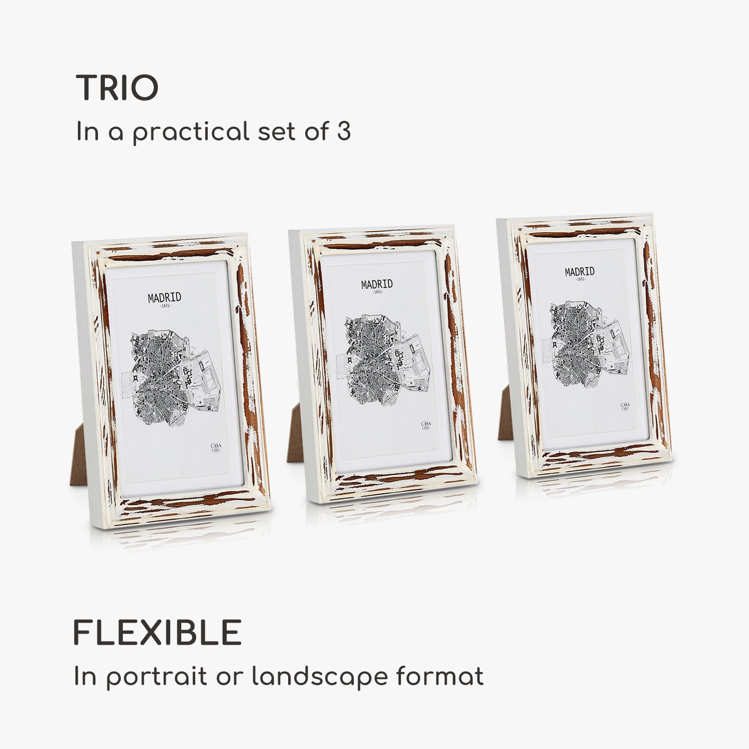 Casa Chic Lancaster, rámy na obrázky, obdĺžnikové, sada 3 rámov, fotky 17 x 12 cm, pasparta, drevo – Obrázok 4