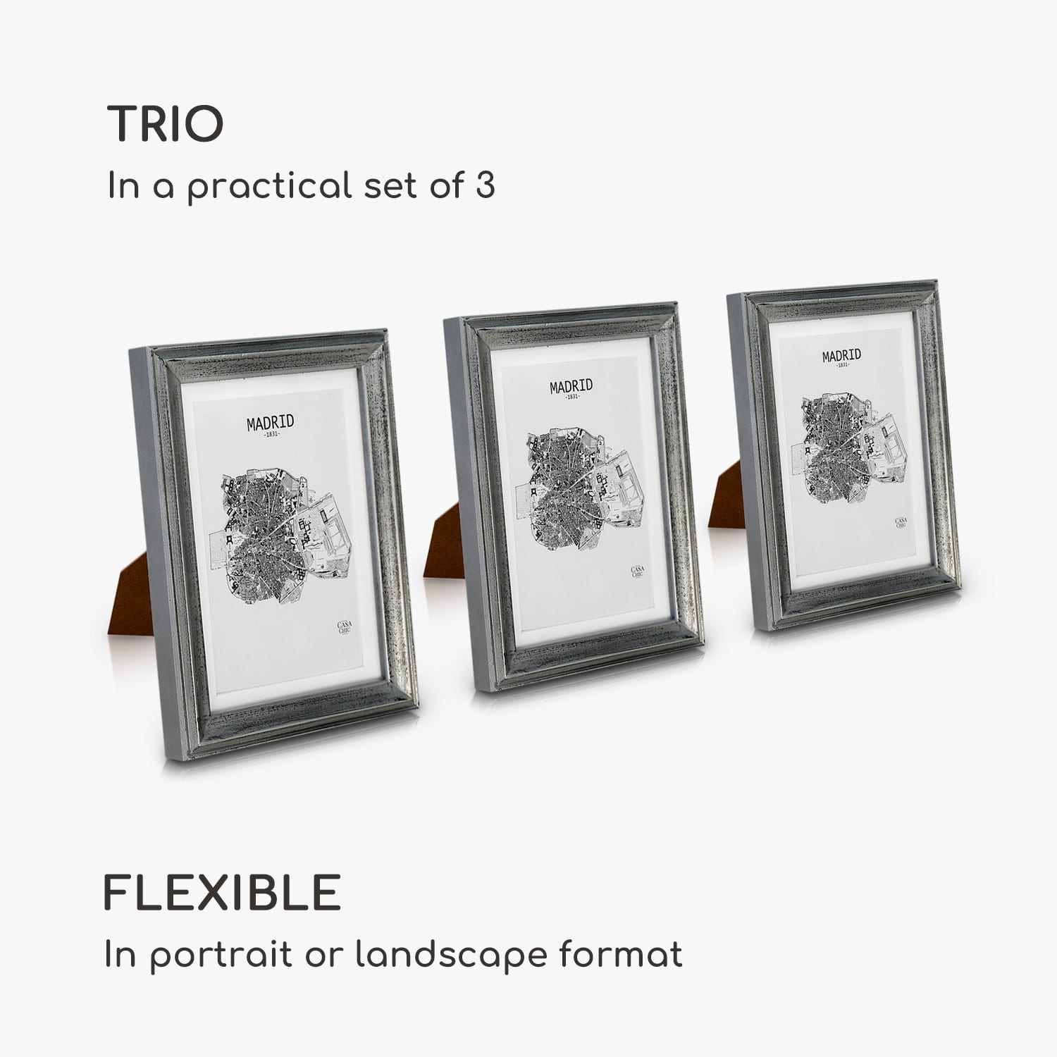 Casa Chic Lancaster, rámy na obrázky, obdĺžnikové, sada 3 rámov, fotky 17 x 12 cm, pasparta, drevo – Obrázok 4