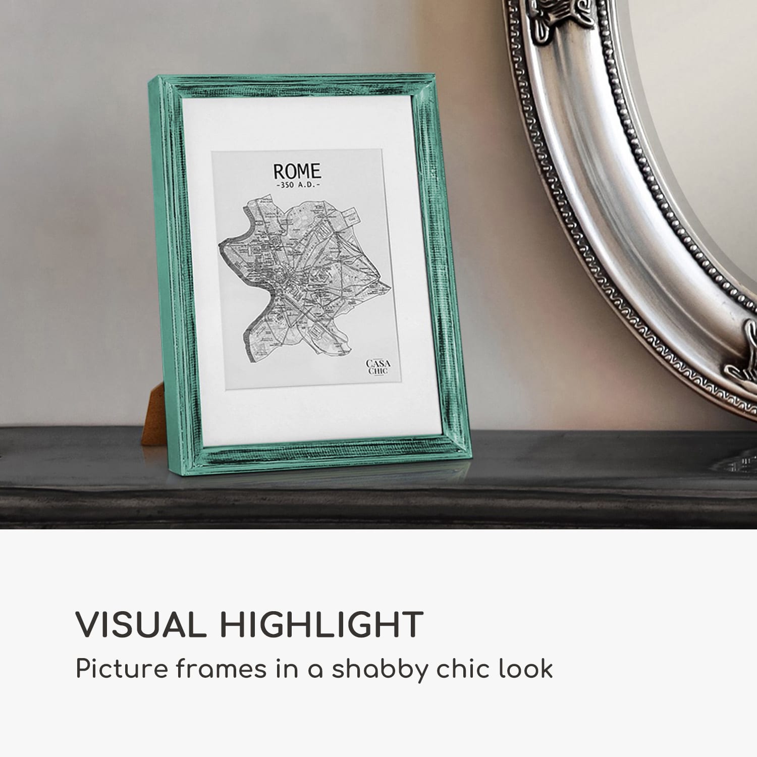 Casa Chic Lancaster, rám na obrázky, obdĺžnikový, DIN A4 fotky, pasparta, drevo – Obrázok 2