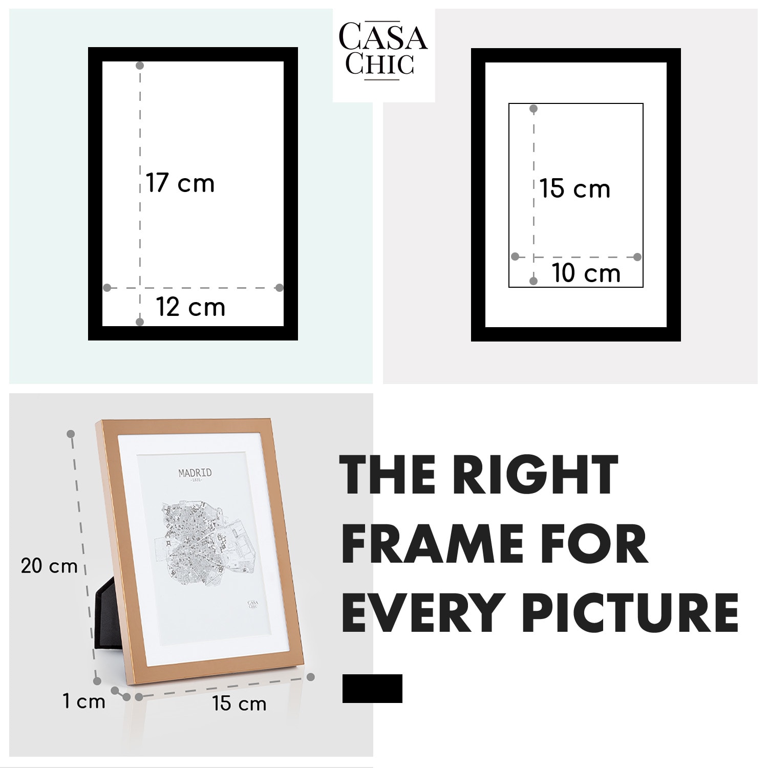 Casa Chic Berwick, rám na obrázky, obdĺžnikový, fotky 17 x 12 cm, pasparta, sklo – Obrázok 5