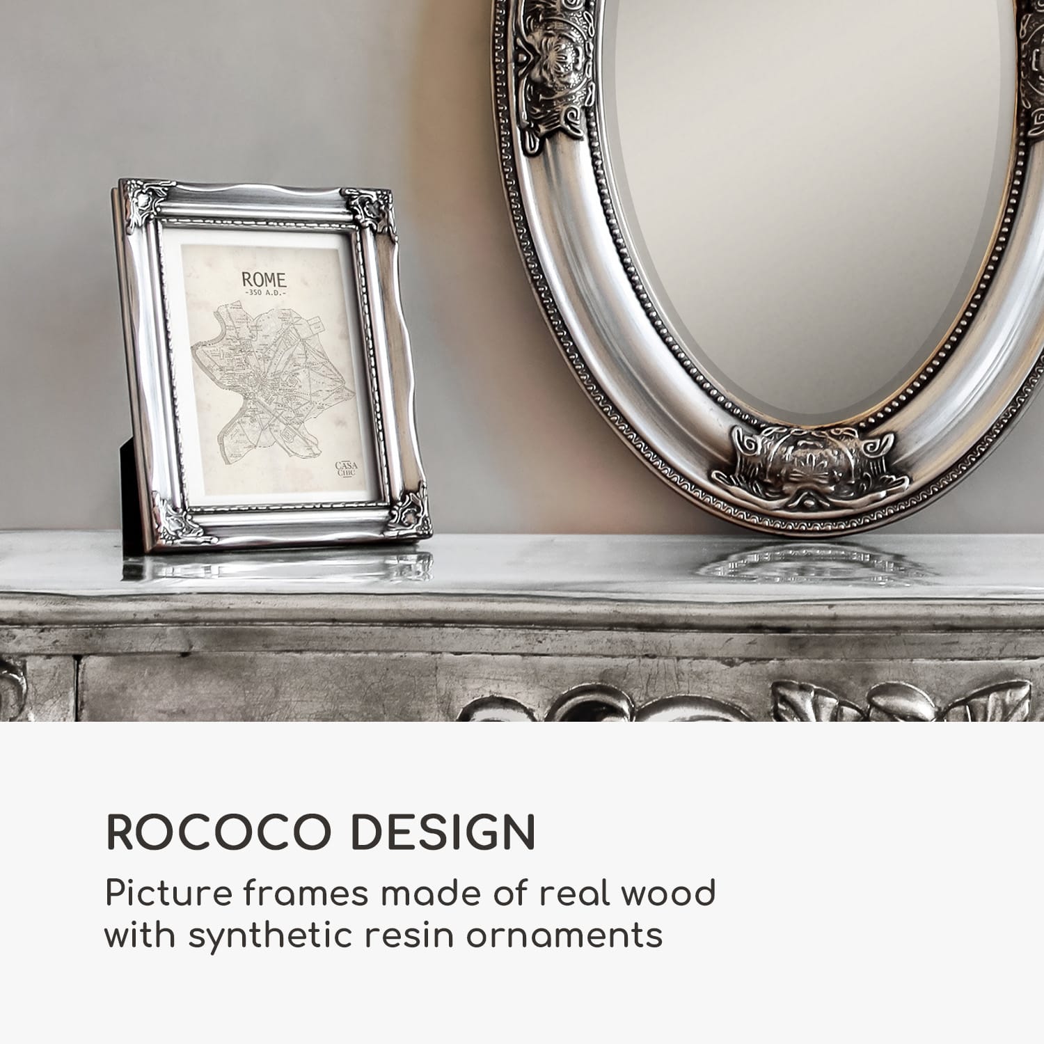 Casa Chic Regent, obrazový rám, obdĺžnikový, 17 × 12 cm fotky, pasparta, sklo, rokoko – Obrázok 2