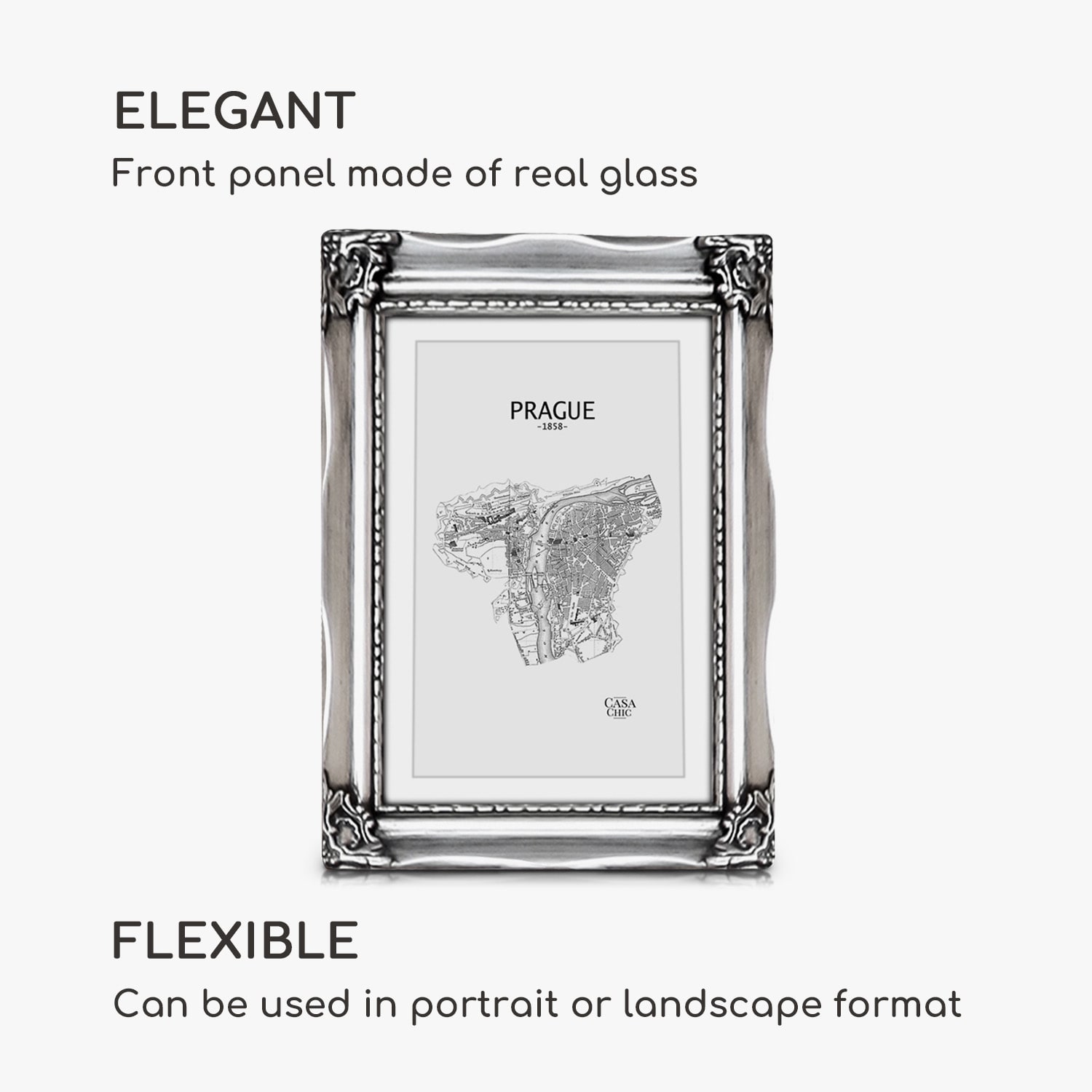 Casa Chic Regent, obrazový rám, obdĺžnikový, 17 × 12 cm fotky, pasparta, sklo, rokoko – Obrázok 3