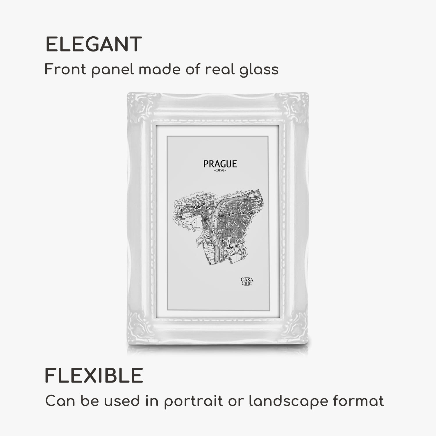 Casa Chic Regent, obrazový rám, obdĺžnikový, 17 × 12 cm fotky, pasparta, sklo, rokoko – Obrázok 3