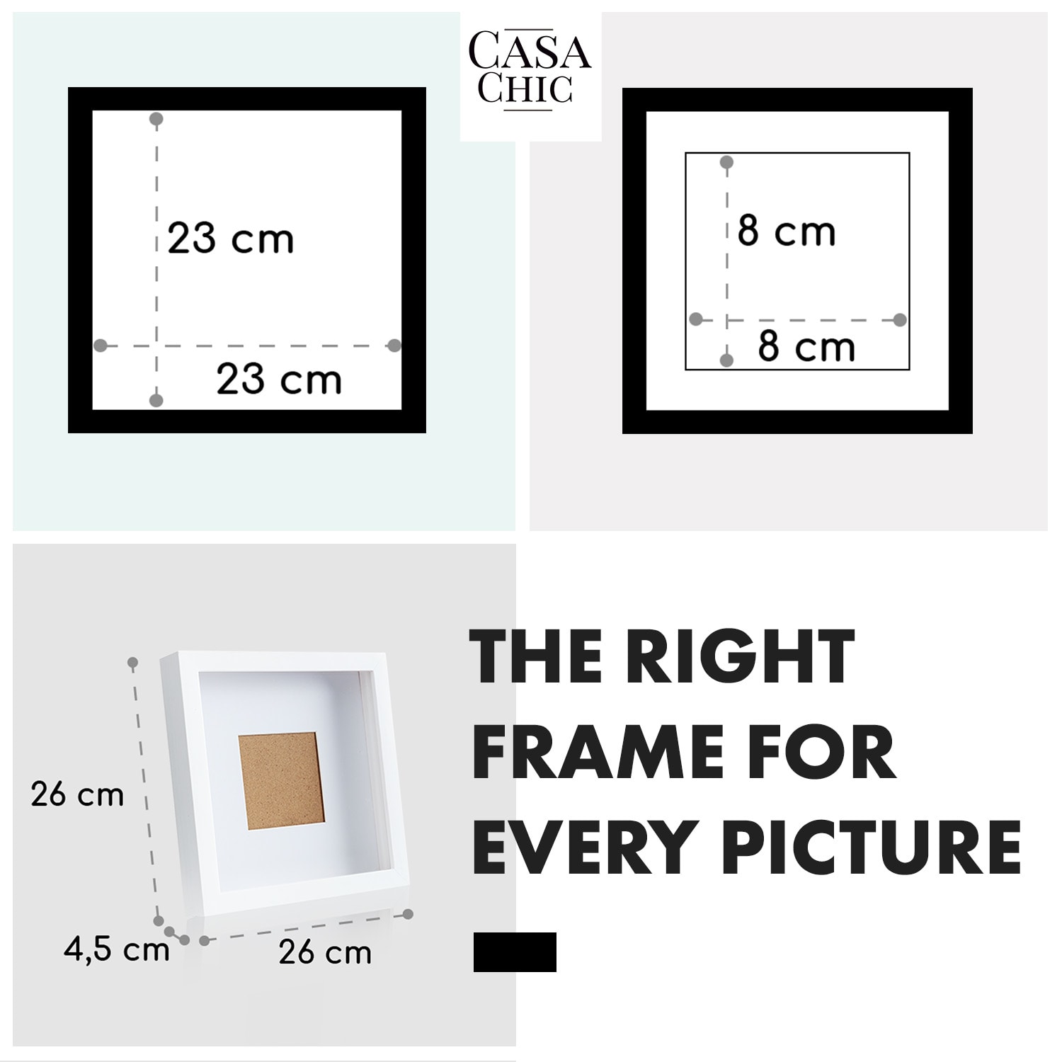 Casa Chic Camden, rám na obrázky, 23 x 23 cm a 10 x 10 cm, pasparta, pravé drevo – Obrázok 5