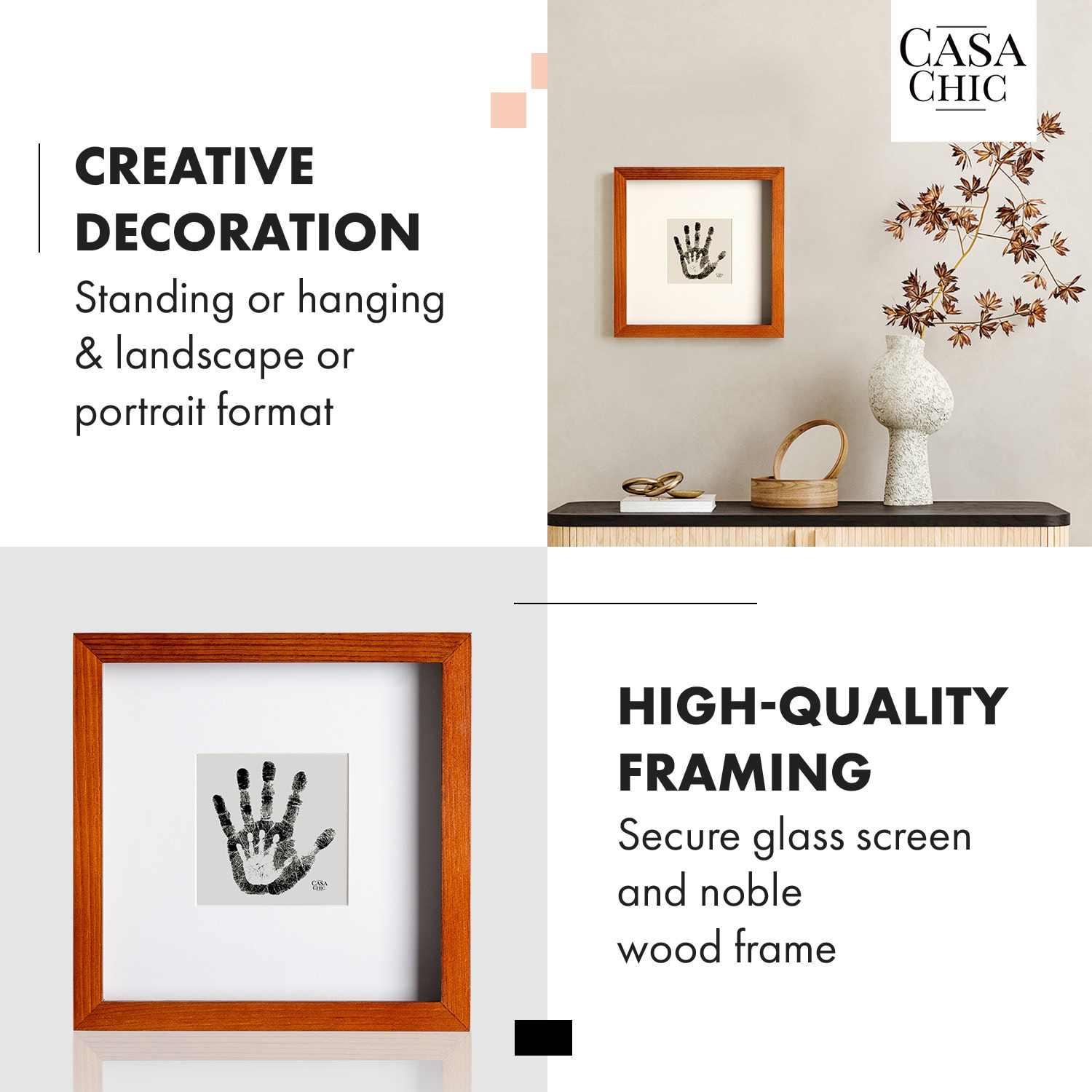 Casa Chic Camden, rám na obrázky, 23 x 23 cm a 10 x 10 cm, pasparta, pravé drevo – Obrázok 3