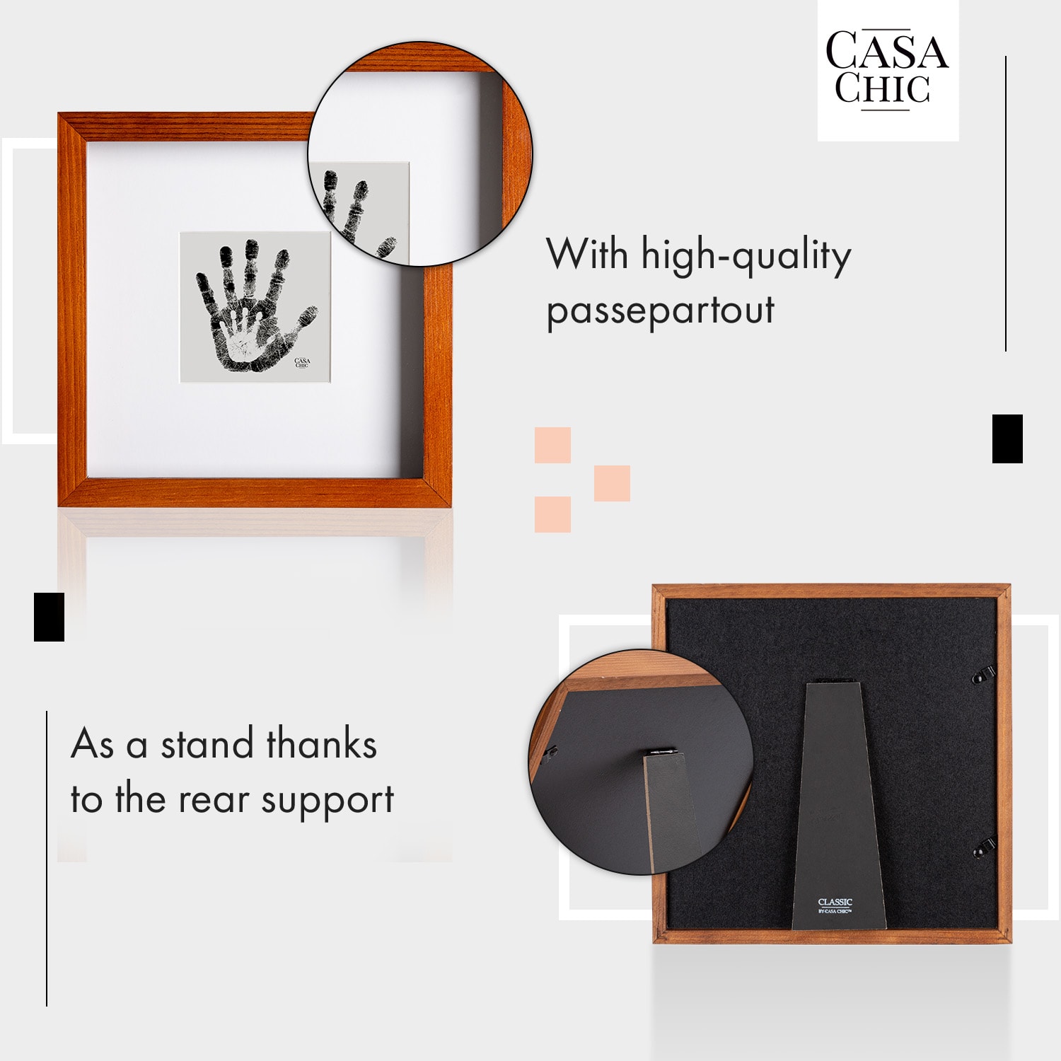 Casa Chic Camden, rám na obrázky, 23 x 23 cm a 10 x 10 cm, pasparta, pravé drevo – Obrázok 4