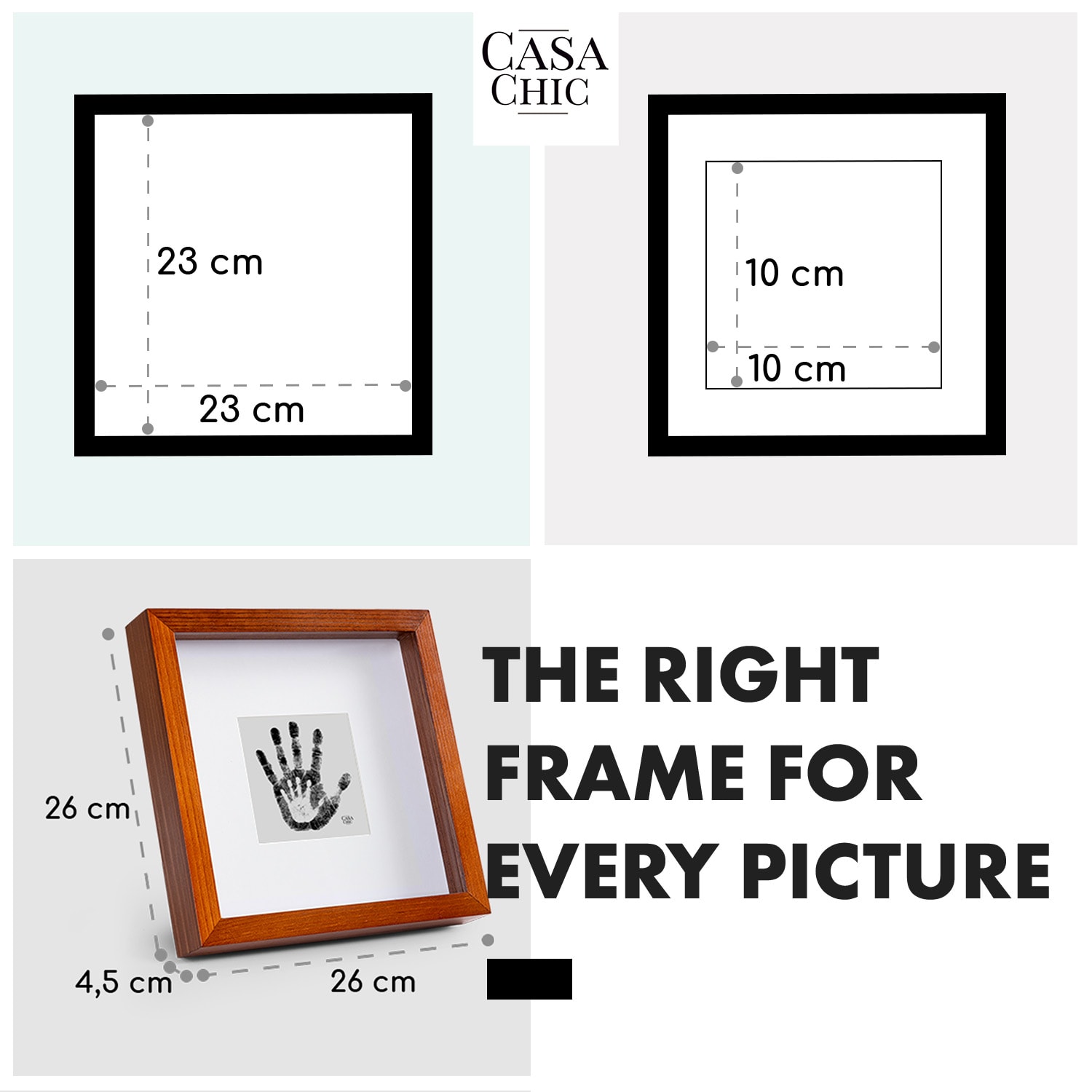 Casa Chic Camden, rám na obrázky, 23 x 23 cm a 10 x 10 cm, pasparta, pravé drevo – Obrázok 5
