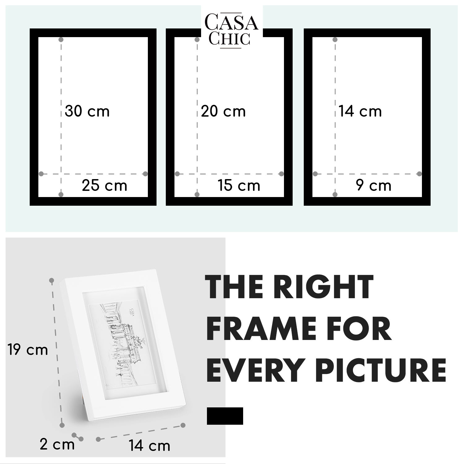 Casa Chic Chalcot, sada 7 obrazových rámov, 3 veľkosti, obdĺžnikový tvar, pasparta, skutočné drevo – Obrázok 5