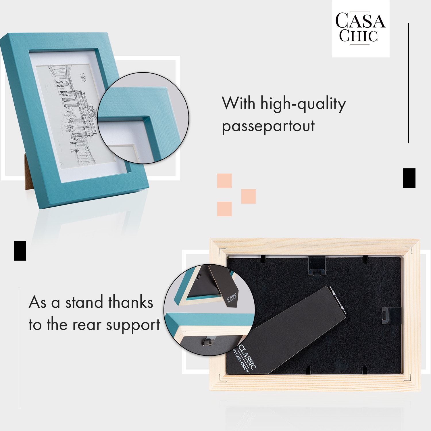 Casa Chic Clapton, rámy na obrázky, sada 3 rámov, obdĺžnikové, 14 x 9 cm, pasparta, sklo – Obrázok 4