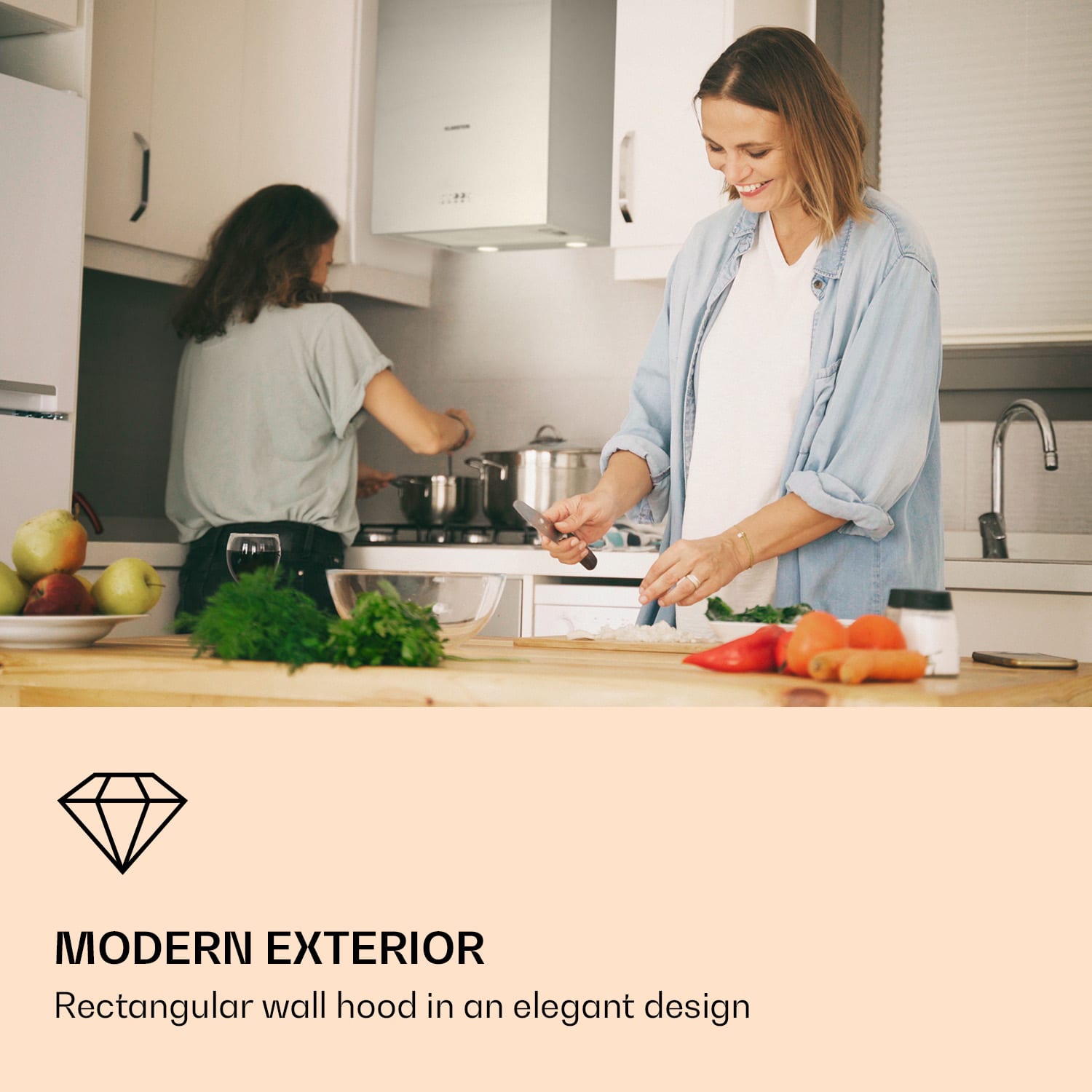 Klarstein Monumenta, digestor, 40 cm, nástenný, 559m³/h, LED, B, biely – Obrázok 2