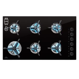 Klarstein Trifecta 6, plynová varná doska, 6 horákov, veľký, normálne a pomocné horáky, sklokeramika