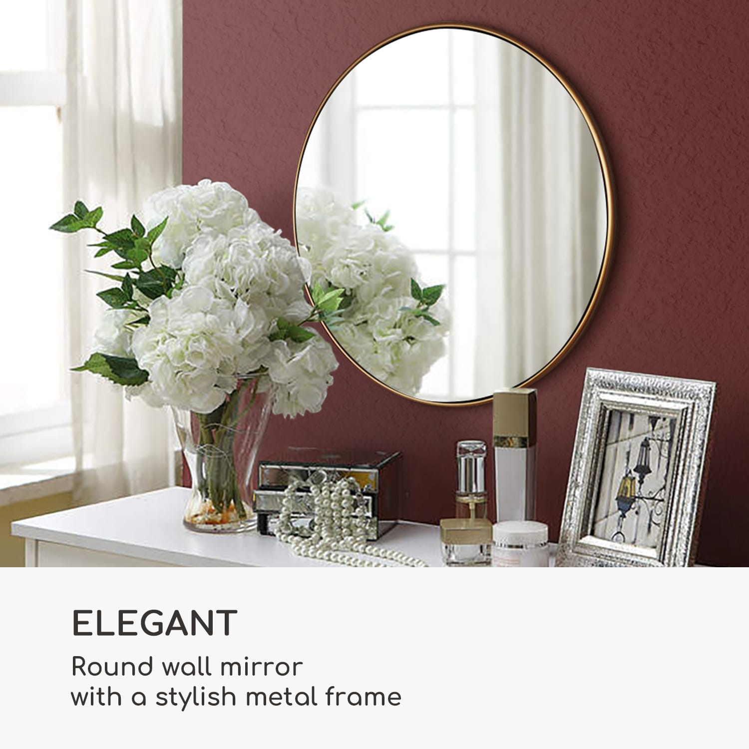 Casa Chic Fournier, nástenné zrkadlo s kovovým rámom, okrúhle, Ø 40 cm – Obrázok 2