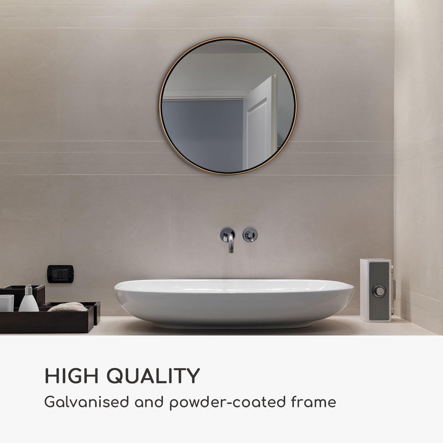 Casa Chic Fournier, nástenné zrkadlo s kovovým rámom, okrúhle, Ø 40 cm – Obrázok 4