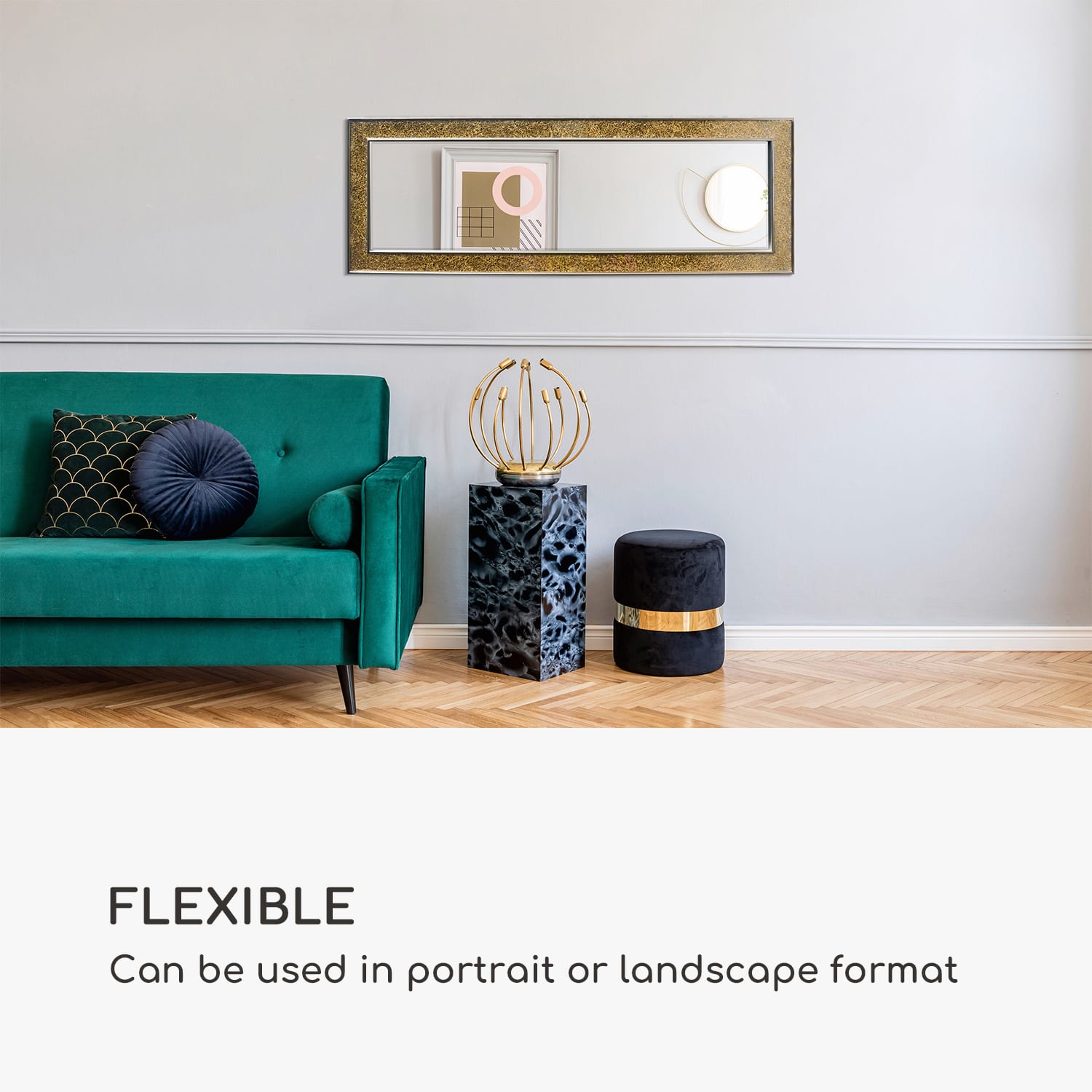 Casa Chic Norwich Zrkadlo Obdĺžnikový drevený rám 130 x 45 cm Mozaikový dizajn – Obrázok 2