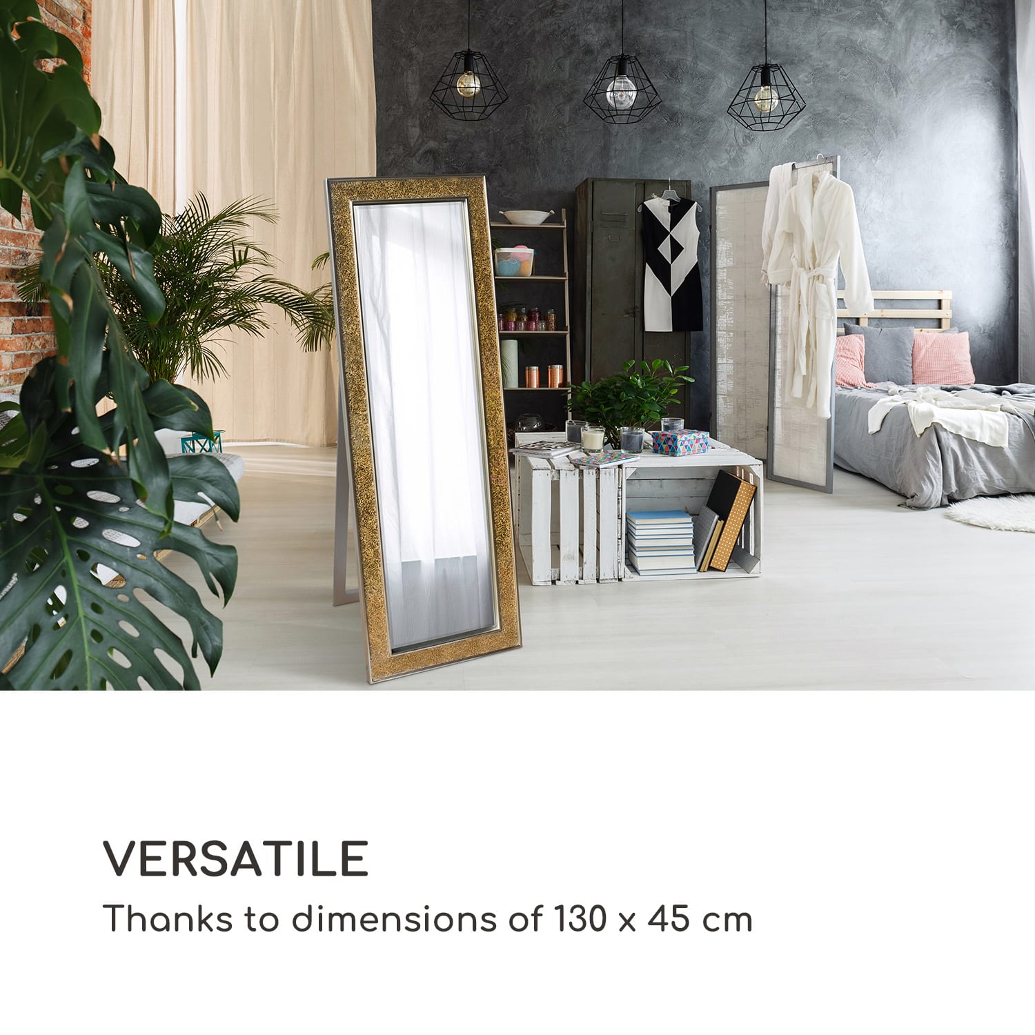 Casa Chic Norwich Zrkadlo Obdĺžnikový drevený rám 130 x 45 cm Mozaikový dizajn – Obrázok 4