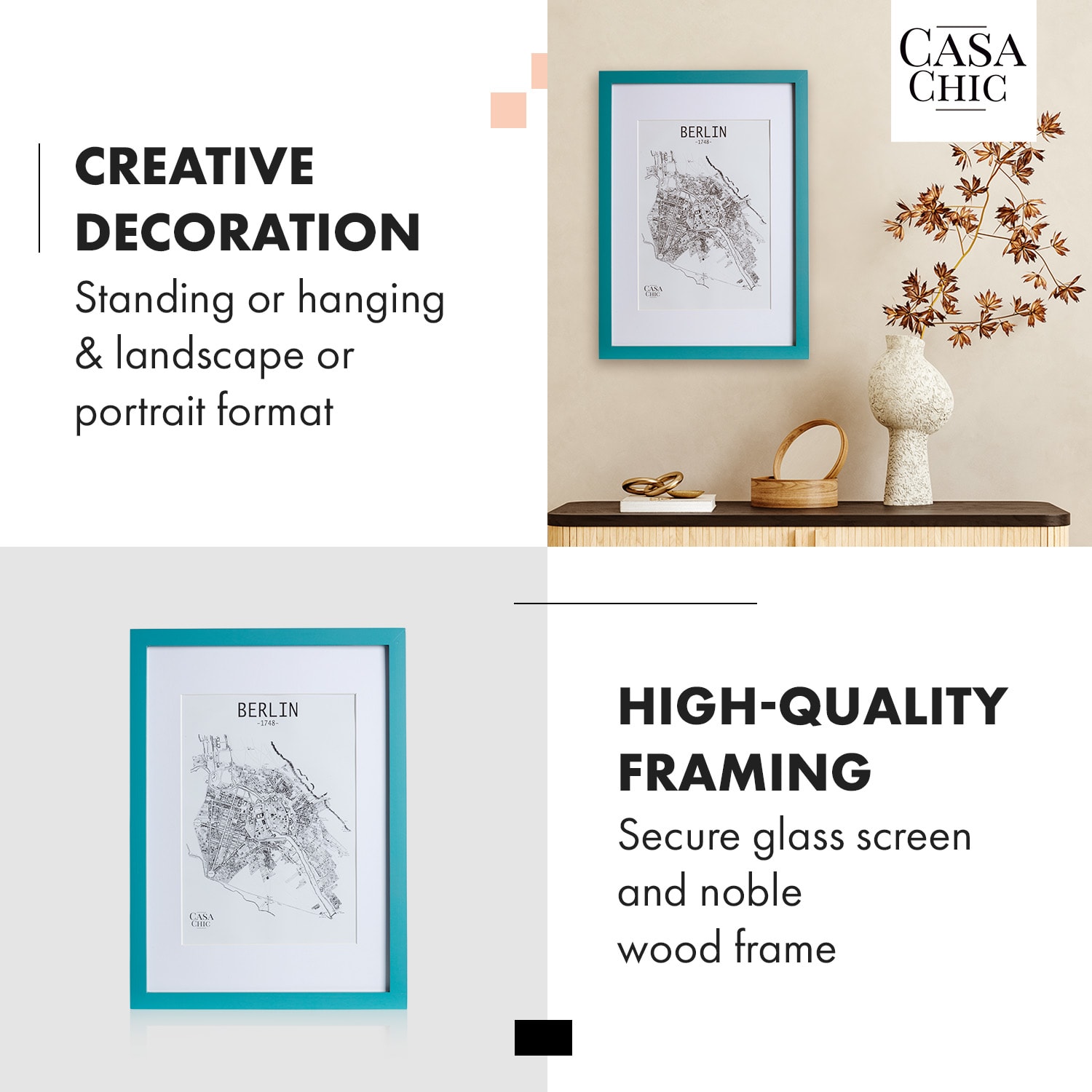 Casa Chic Finsbury, rám na obrázky, obdĺžnikový, fotky DIN A3, pasparta, plexisklo – Obrázok 3