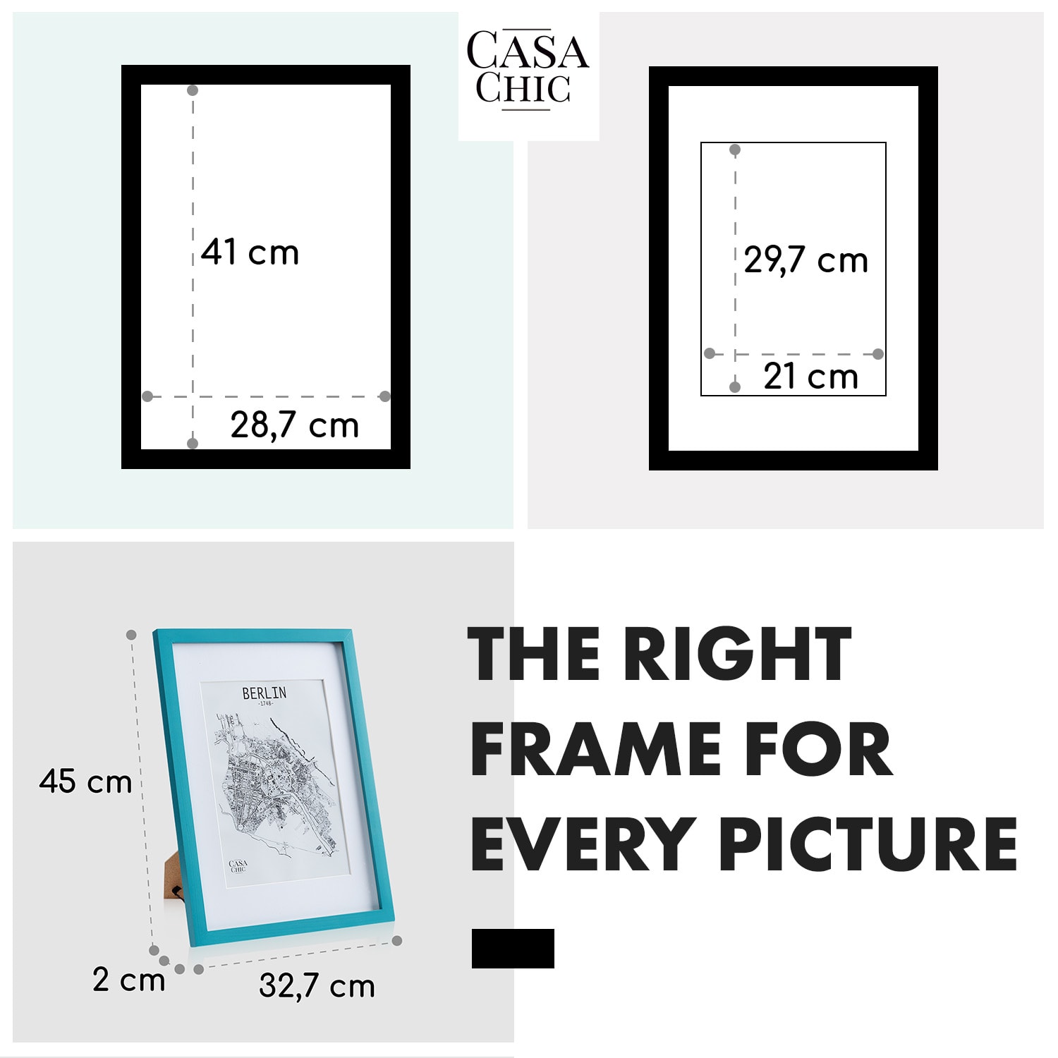 Casa Chic Finsbury, rám na obrázky, obdĺžnikový, fotky DIN A3, pasparta, plexisklo – Obrázok 5