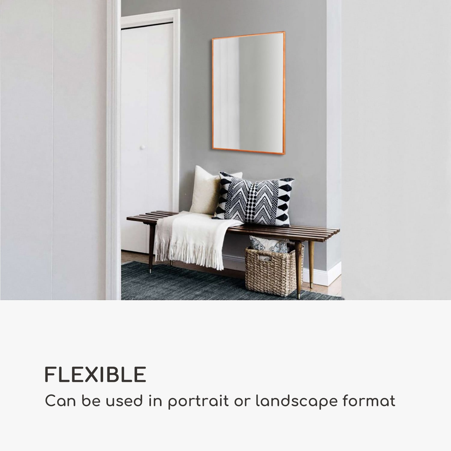 Casa Chic Croxley Nástenné zrkadlo v kovovom ráme obdĺžnikové 90 x 60 cm – Obrázok 2