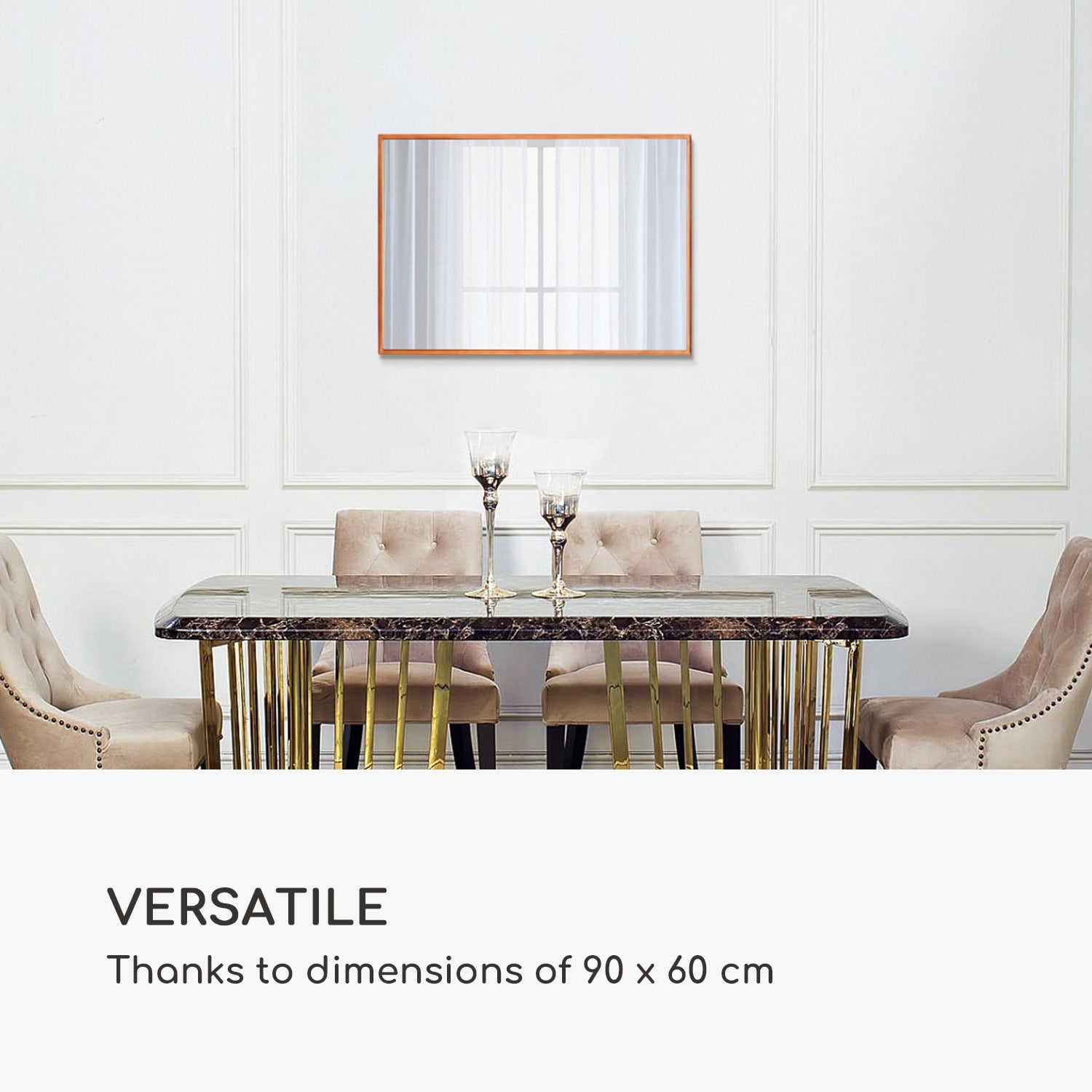 Casa Chic Croxley Nástenné zrkadlo v kovovom ráme obdĺžnikové 90 x 60 cm – Obrázok 3