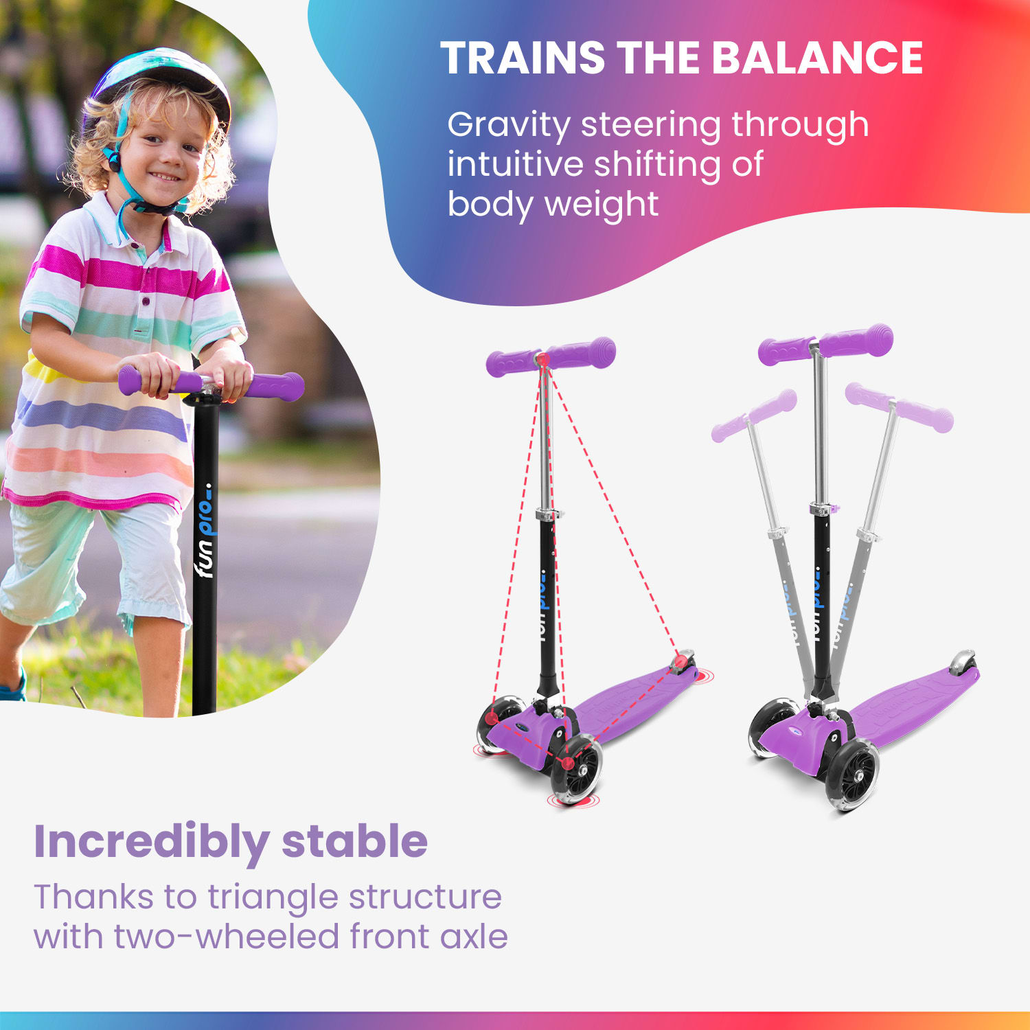 Fun pro ONE detská kolobežka 3-6 rokov LED kolieska skladacia do 50 kg nastaviteľná výška – Obrázok 5