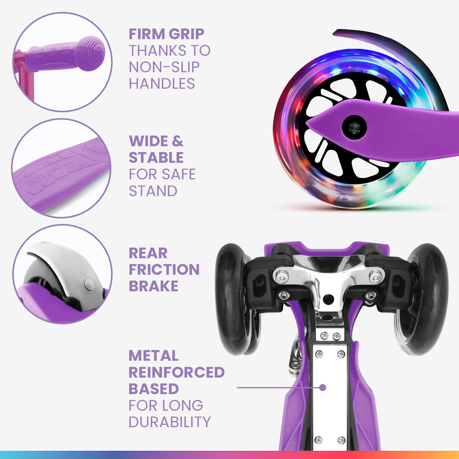 Fun pro ONE Deluxe detská kolobežka 3-6 rokov LED kolieska skladacia do 50 kg nastaviteľná výška – Obrázok 2