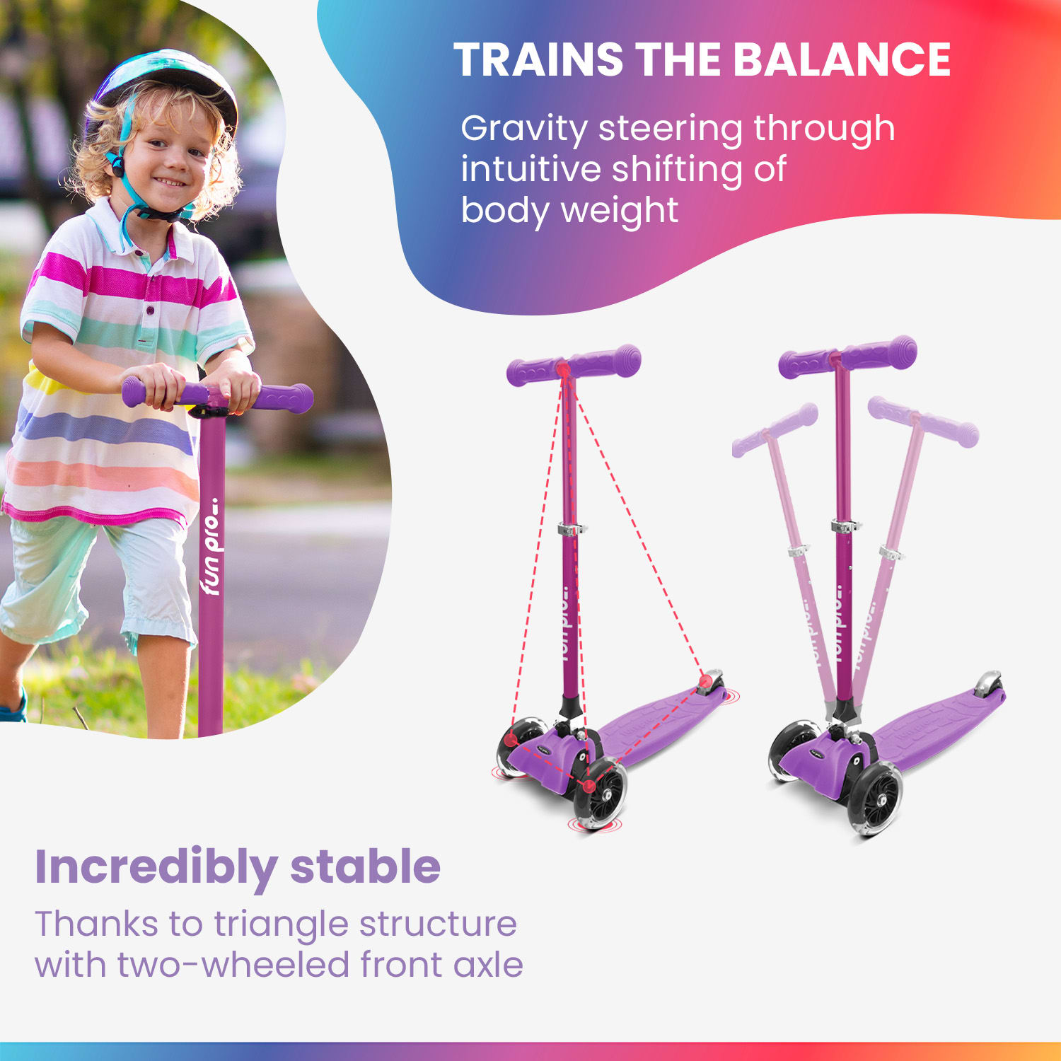 Fun pro ONE Deluxe detská kolobežka 3-6 rokov LED kolieska skladacia do 50 kg nastaviteľná výška – Obrázok 5