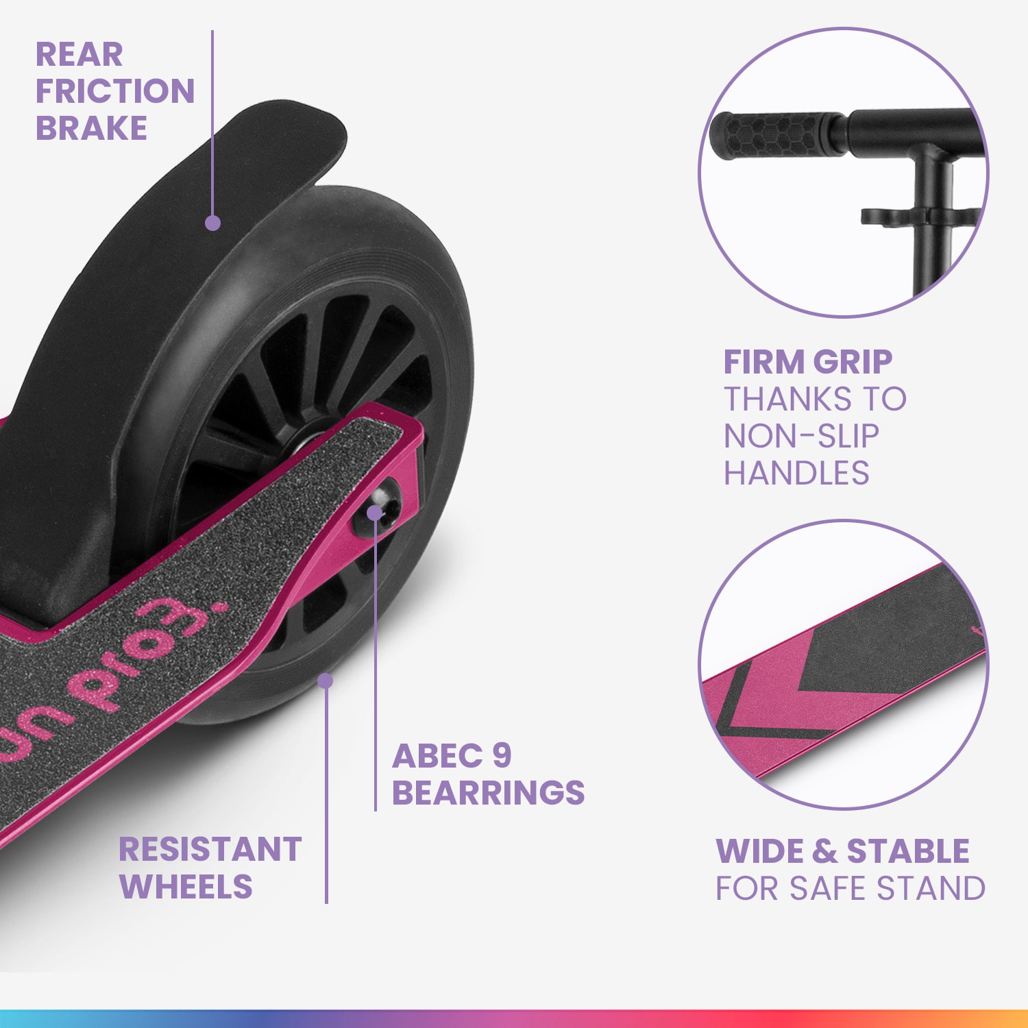 Fun pro THREE detská kolobežka od 6 rokov Guľôčkové ložiská ABEC 9 Skladacia Nastaviteľná výška – Obrázok 2