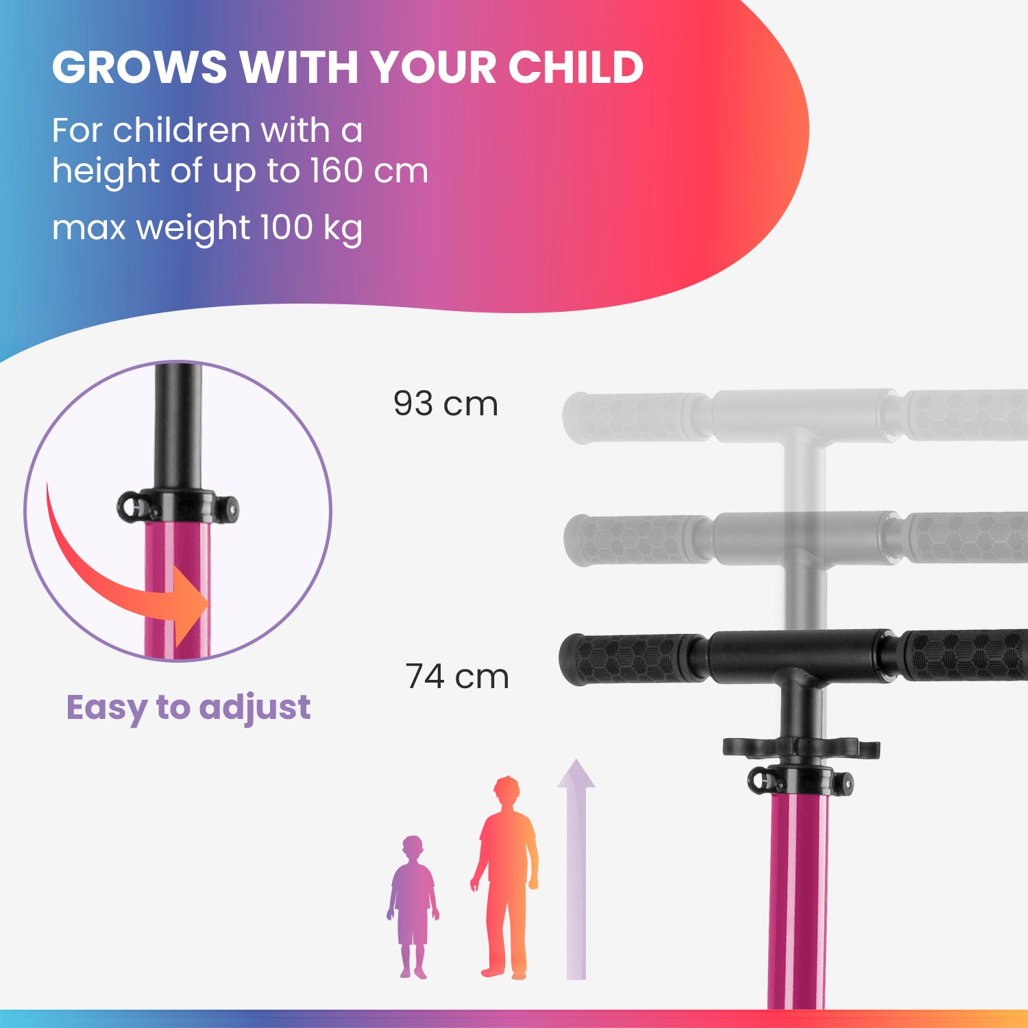 Fun pro THREE detská kolobežka od 6 rokov Guľôčkové ložiská ABEC 9 Skladacia Nastaviteľná výška – Obrázok 3