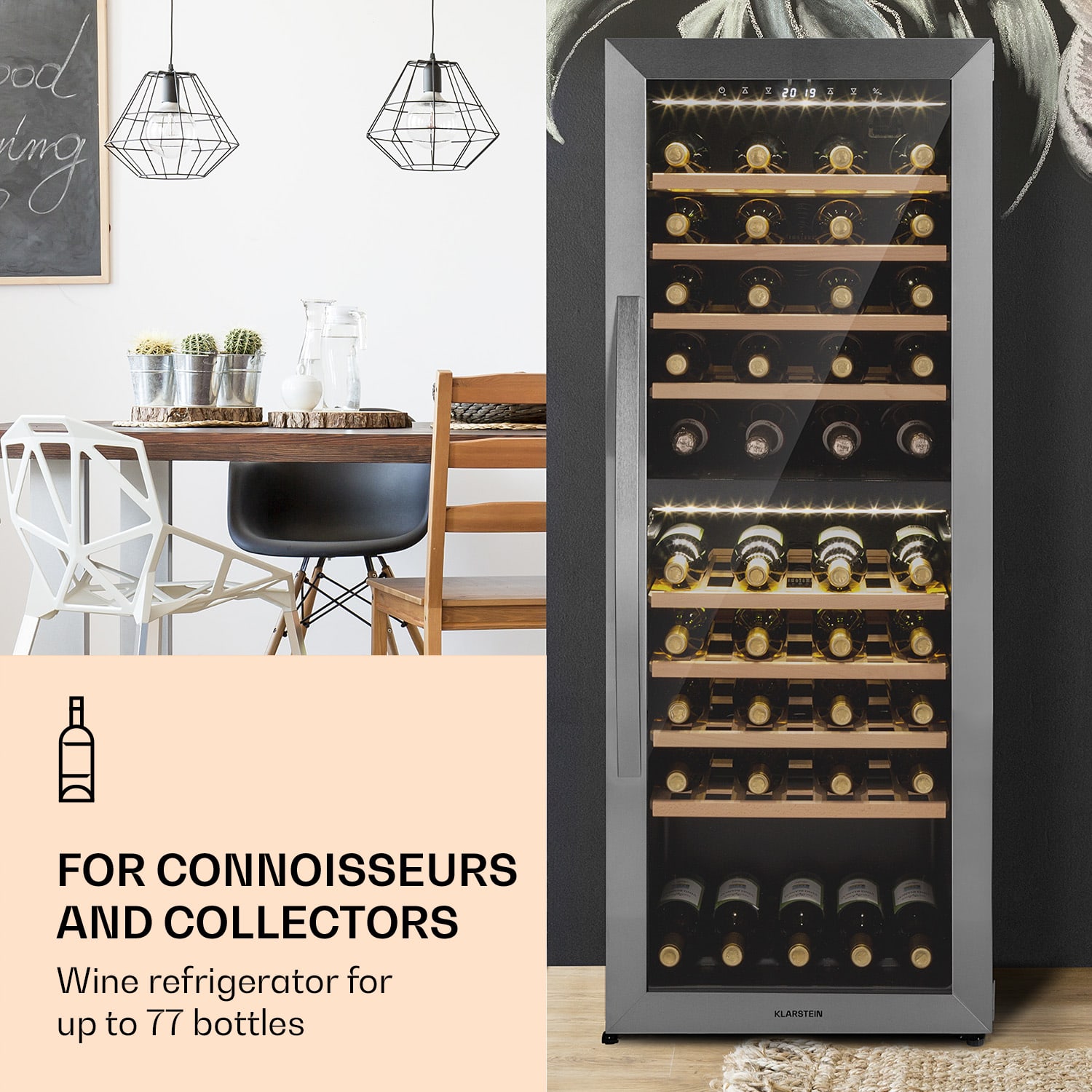 Klarstein Vinamour 77 Duo, vinotéka, 191 l, 5-20°C, 2 zóny – Obrázok 2