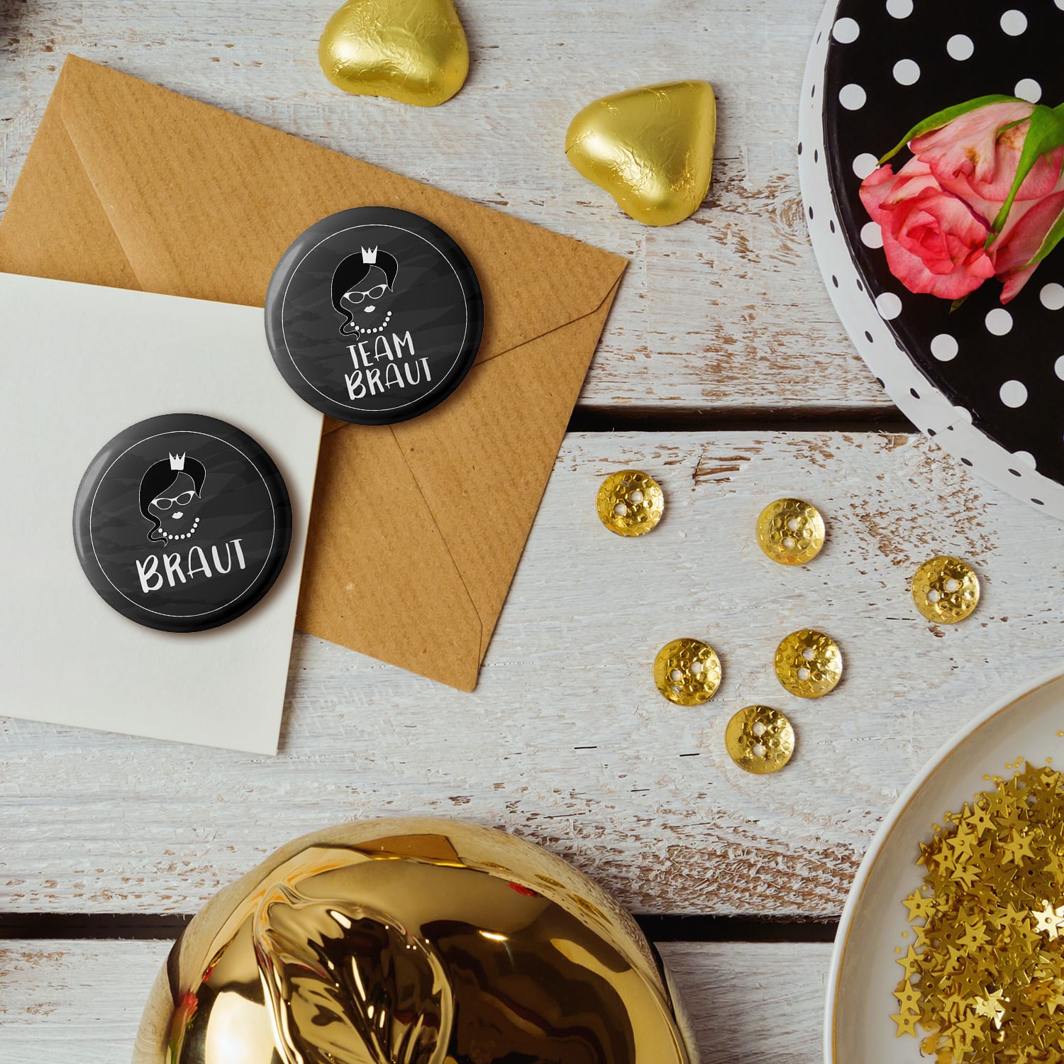 Spielehelden Odznaky Braut Vintage Rozlúčka so slobodou 12 odznakov 5,6 cm extra veľké Darček na dievčenskú rozlúčku so slobodou – Obrázok 4