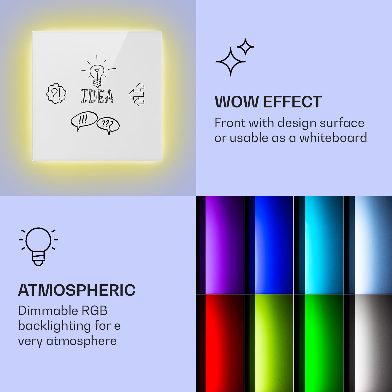 Klarstein Mojave 500 smart, infračervený ohrievač 2 v 1, konvektor, 60 x 60 cm, 500 W, RGB osvetlenie – Obrázok 3