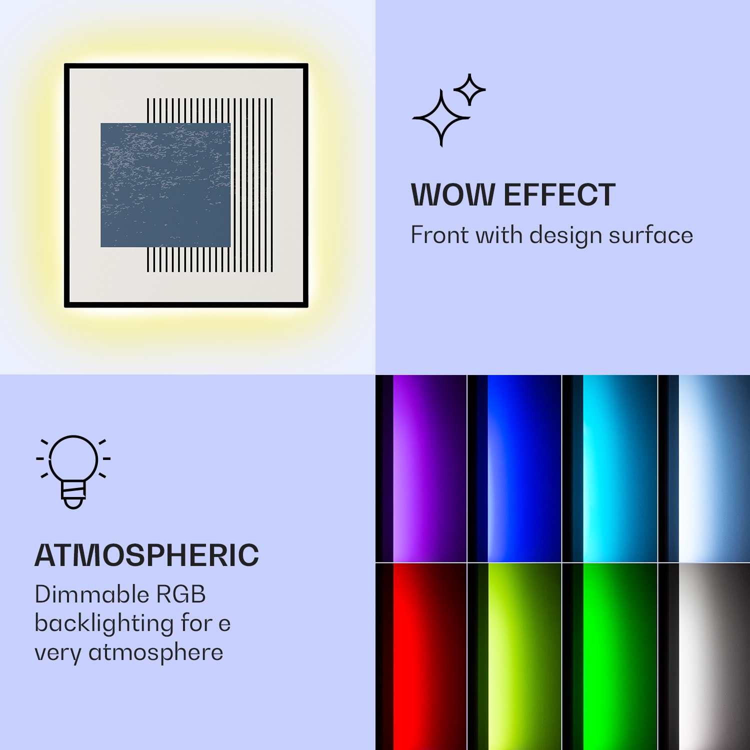 Klarstein Mojave 500 smart, infračervený ohrievač 2 v 1, konvektor, 60 x 60 cm, 500 W, RGB osvetlenie – Obrázok 3