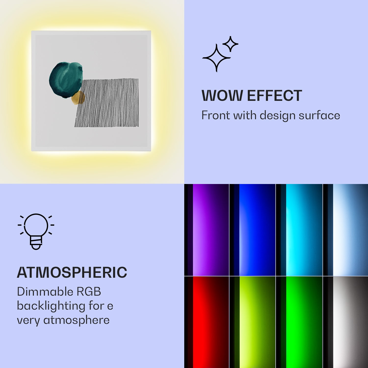 Klarstein Mojave 500 smart, infračervený ohrievač 2 v 1, konvektor, 60 x 60 cm, 500 W, RGB osvetlenie – Obrázok 3