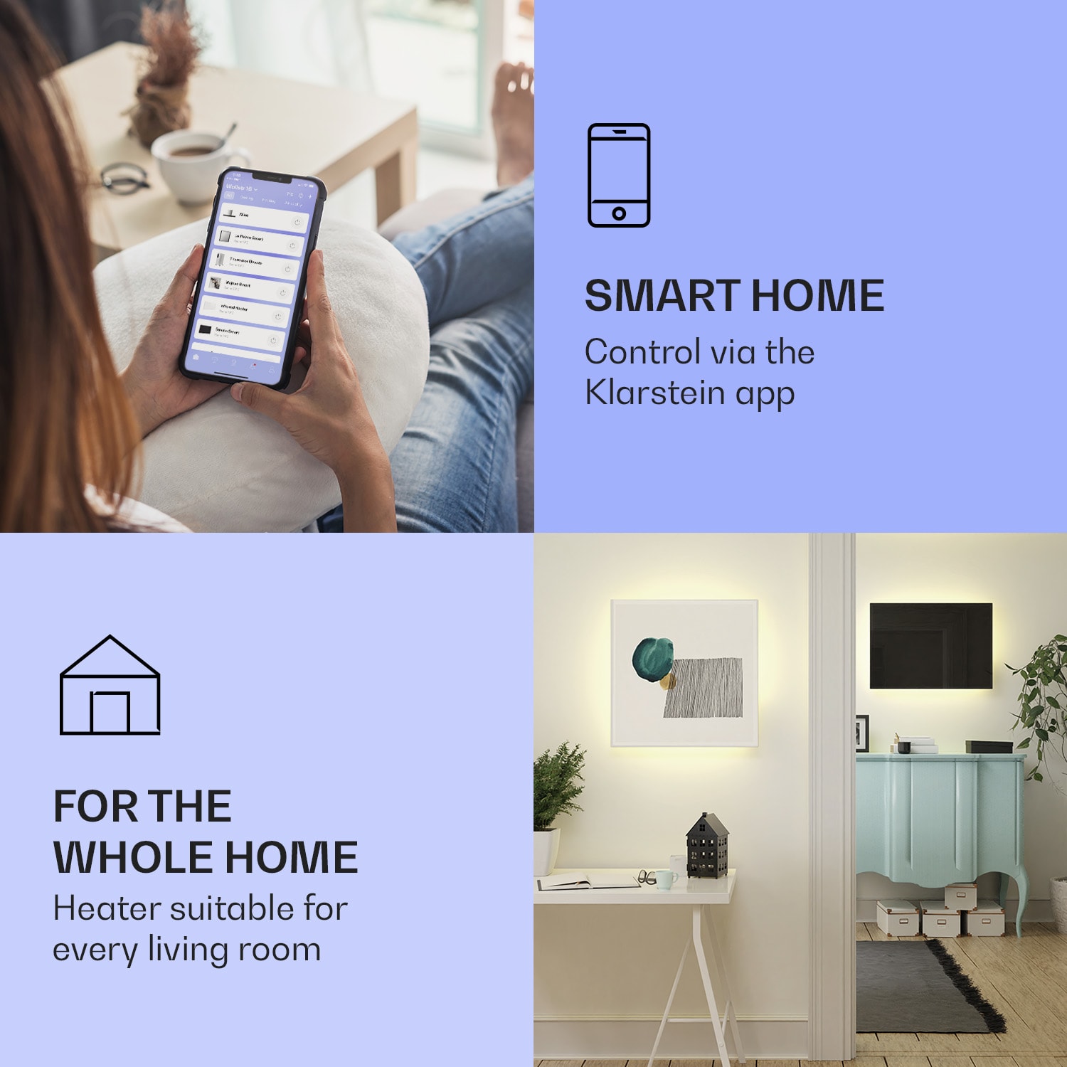 Klarstein Mojave 750 smart, infračervený ohrievač 2 v 1, konvektor, 85 x 60 cm, 750 W, RGB osvetlenie – Obrázok 2