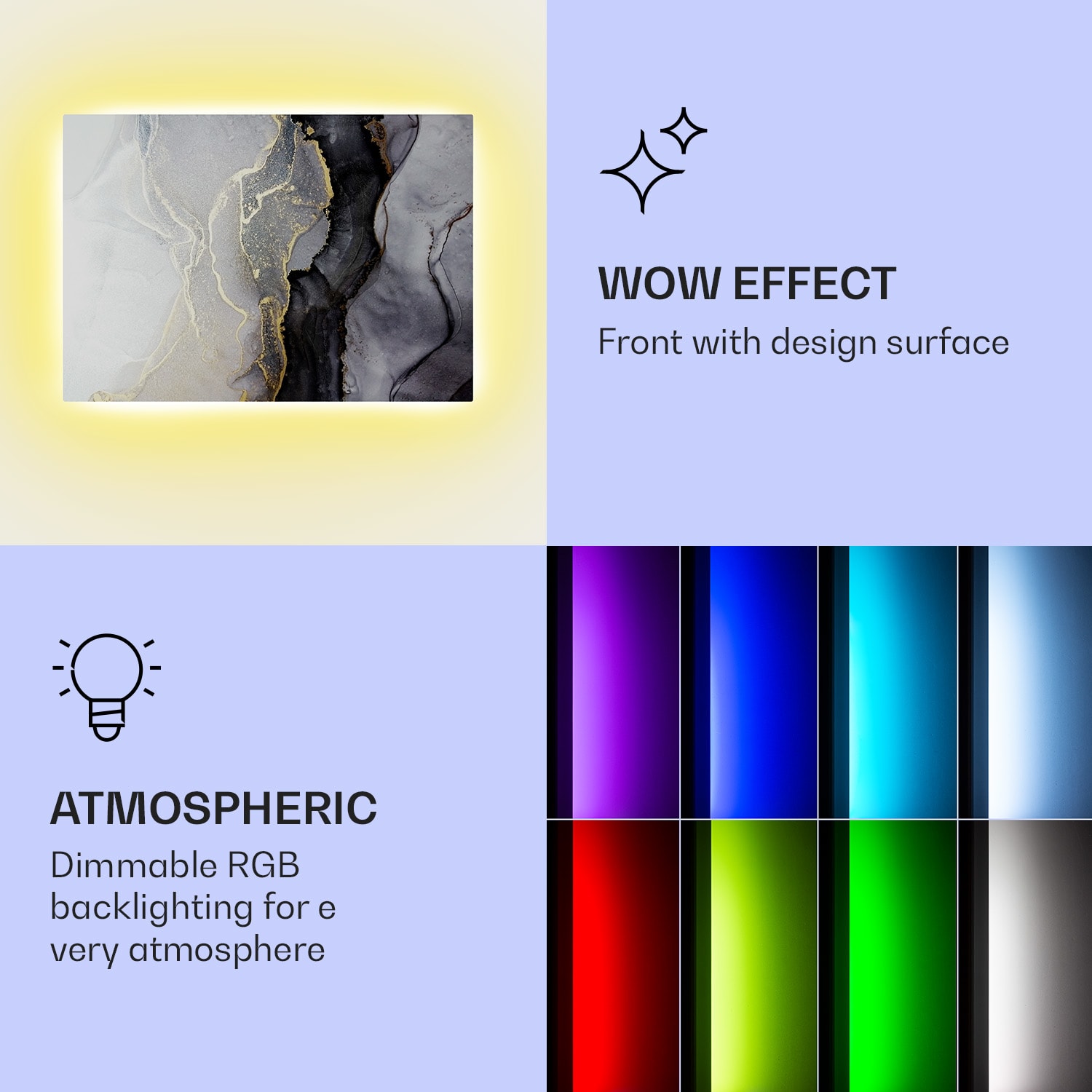 Klarstein Mojave 750 smart, infračervený ohrievač 2 v 1, konvektor, 85 x 60 cm, 750 W, RGB osvetlenie – Obrázok 3