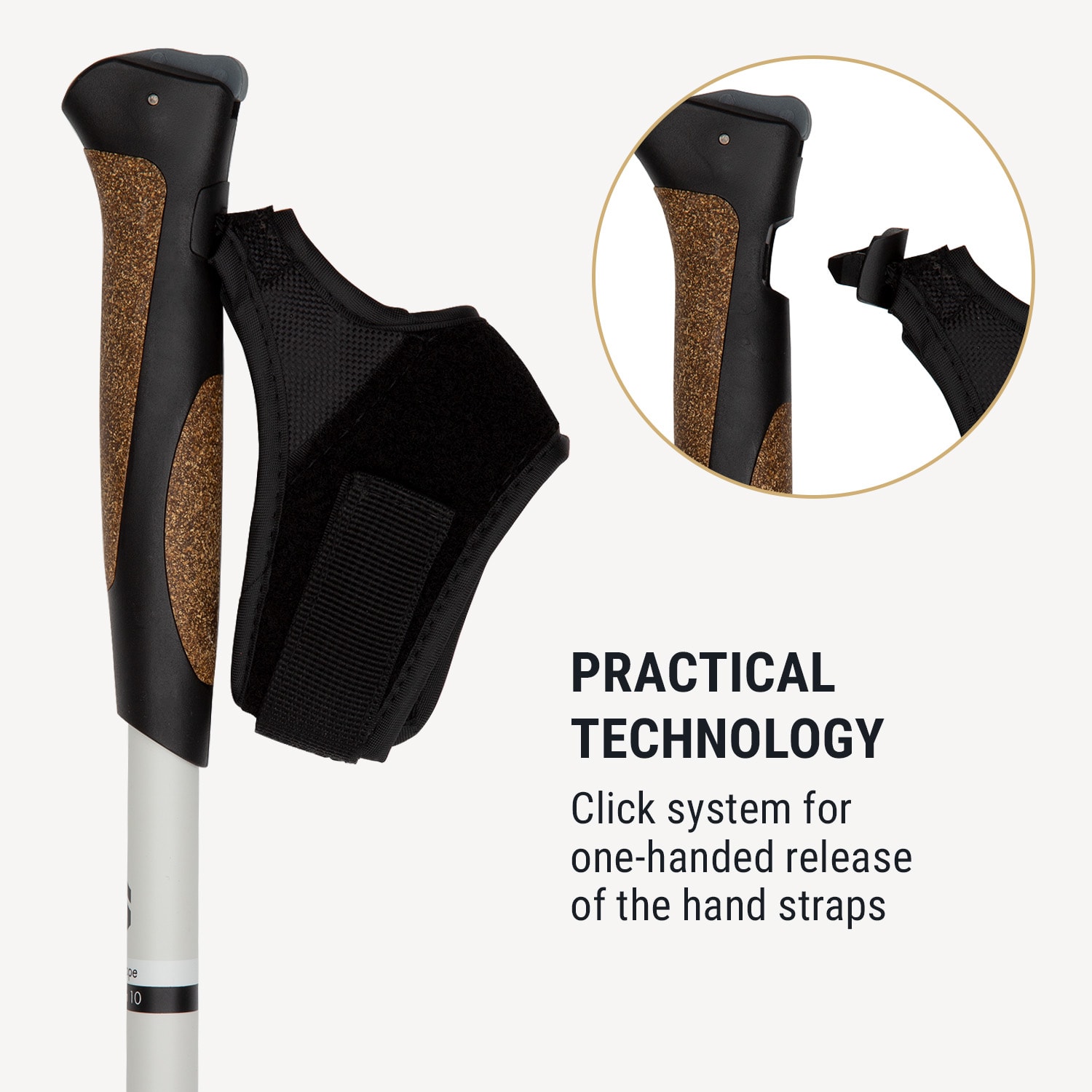 KLARFIT Bilbao TX Essential, palice na nordic walking, 10% uhlík, 100-130 cm, korkové rukoväte – Obrázok 3