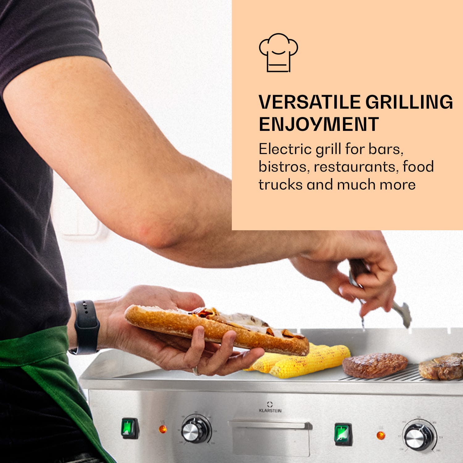 Klarstein Grillmeile 4400, elektrický gril, 2 x 2200 W, grilovacia platňa z nehrdzavejúcej ocele – Obrázok 2