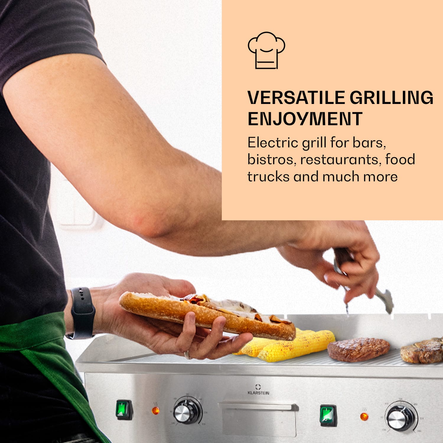 Klarstein Grillmeile 4400, elektrický gril, 2 x 2200 W, grilovacia platňa z nehrdzavejúcej ocele – Obrázok 2