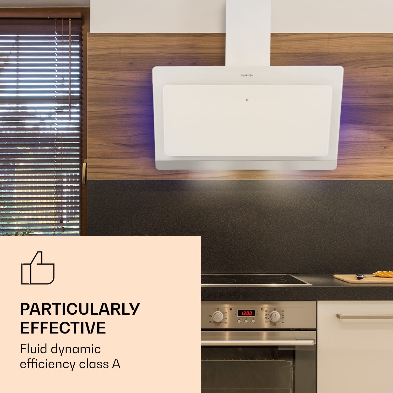 Klarstein Aurora Eco 60, digestor, 60 cm, nástenný, 550 m³/h, A+, dotykové ovládanie, biely – Obrázok 2