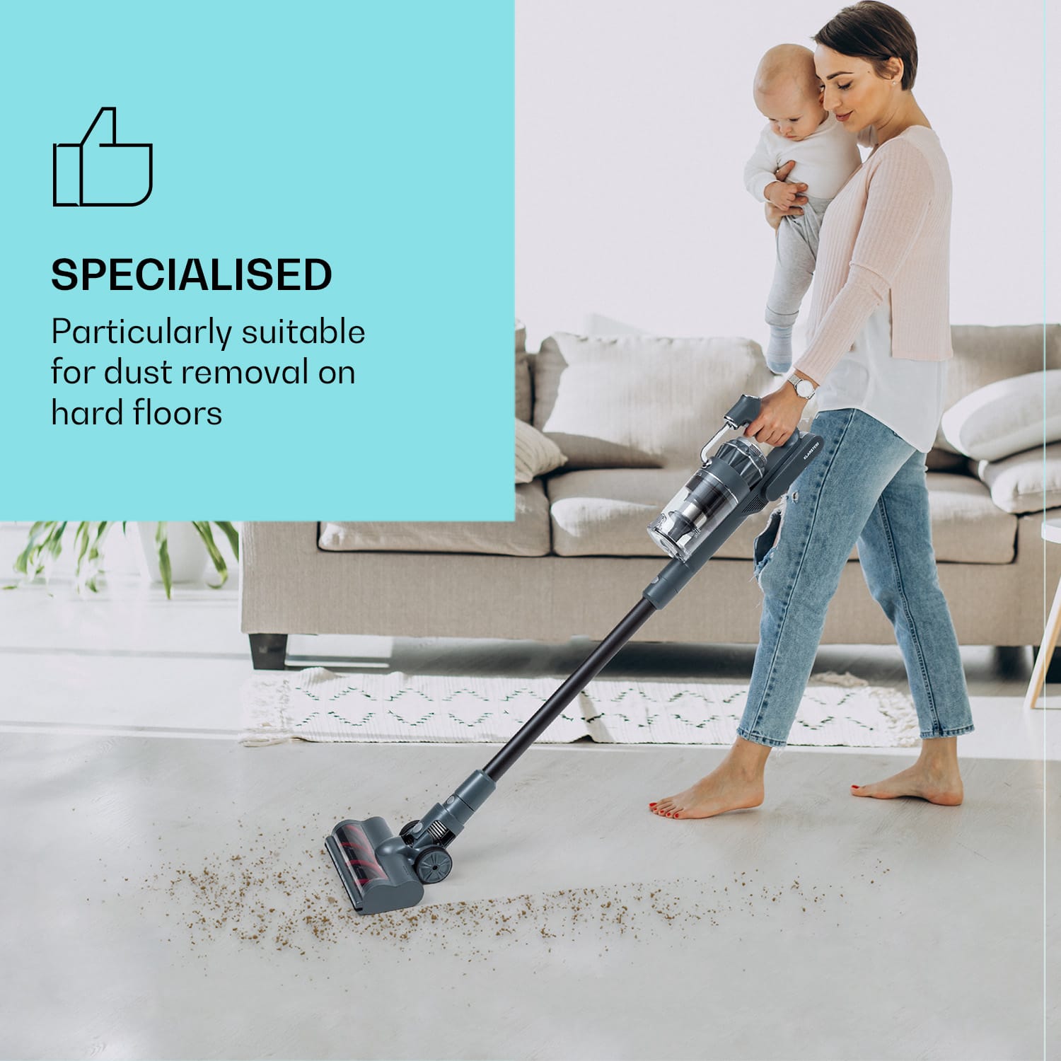 Klarstein LARMA, vysávač, náhradná podlahová kefa, kefa na prach, na tvrdé podlahy – Obrázok 3