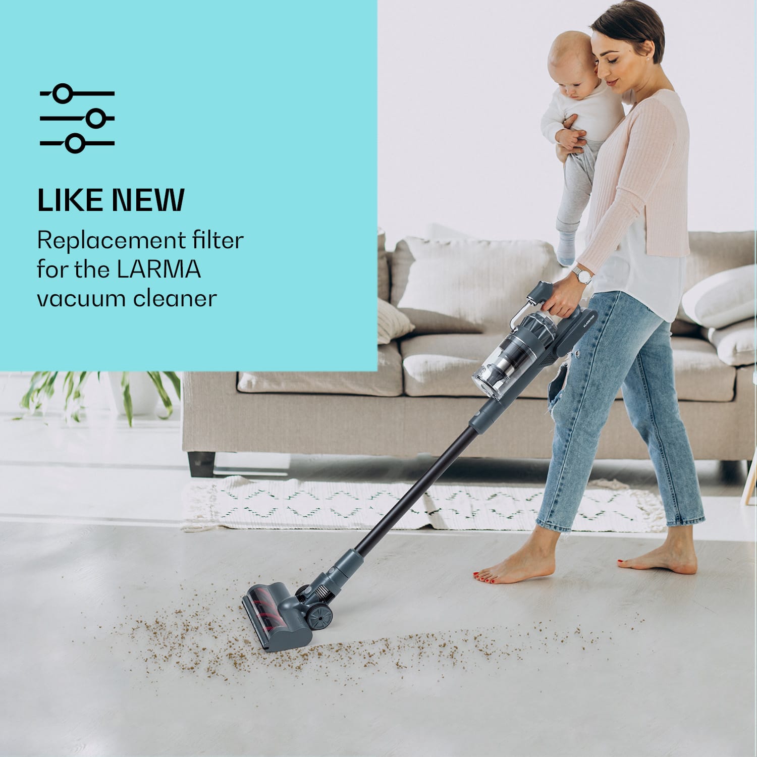 Klarstein LARMA, vysávač, náhradný filter EPA E12, umývateľný – Obrázok 2