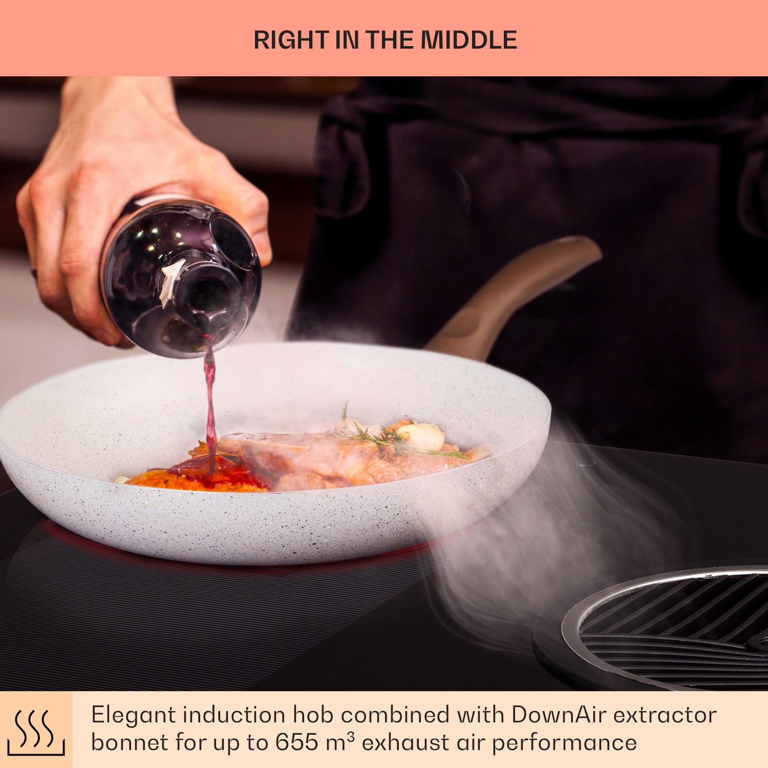 Klarstein Full House Down Air System, indukčná varná doska s odsávaním, 655 m³/h, energet. trieda A – Obrázok 3